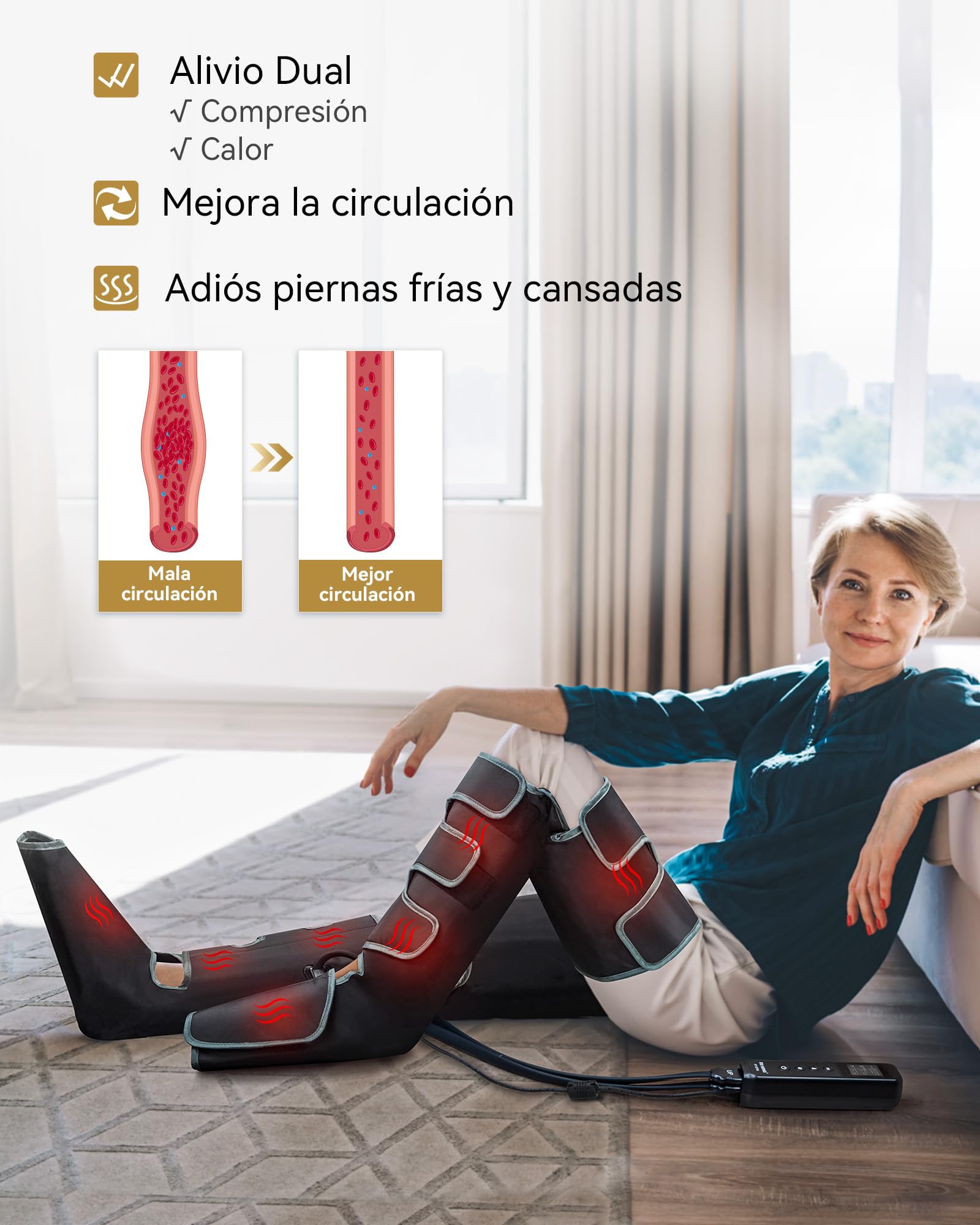 FIT KING Masajeador de piernas para pies, pantorrillas, muslos y calor