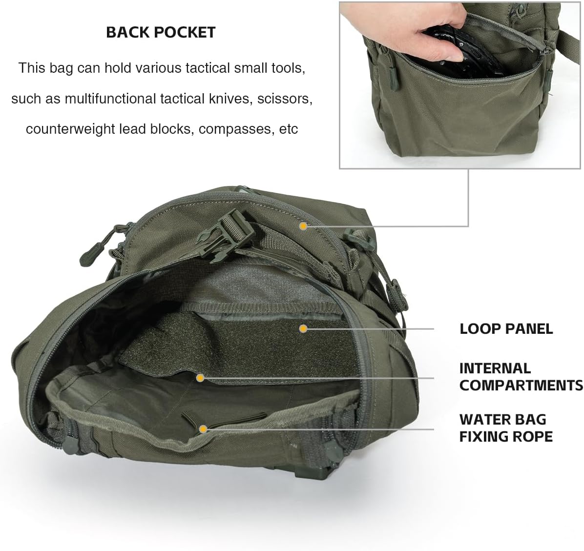 IDOGEAR SPORTS Tactical MOLLE Hydration Pack for 2L Water Bladder Reservoir Bag for Plate Carrier Outdoor Airsoft Paintball - Image 5