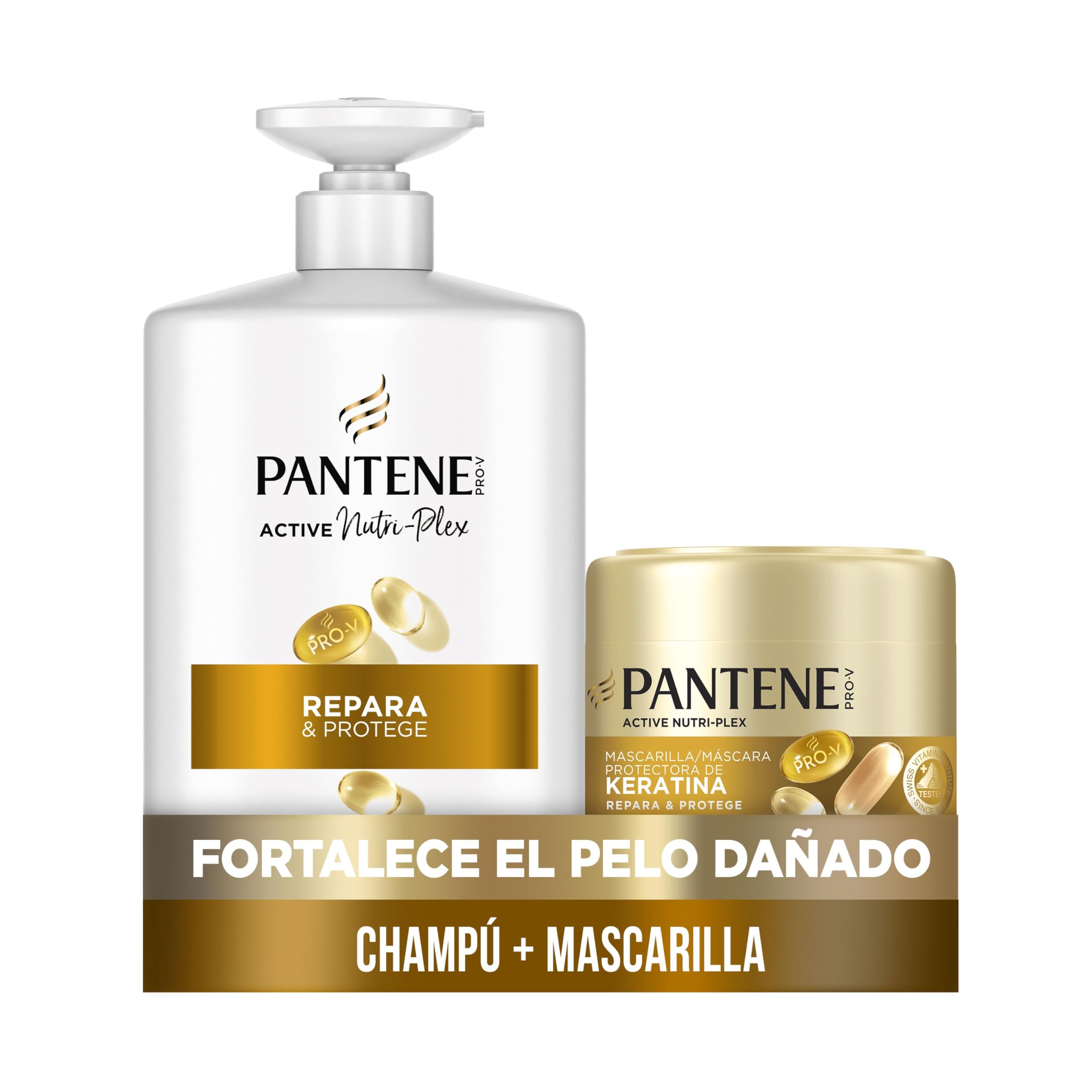 Pantene Pro-V Repara Y Protege Champú 1 L Con Dispensador, Mascarilla Protectora De Keratina 500ml, Pelo Seco Y Dañado