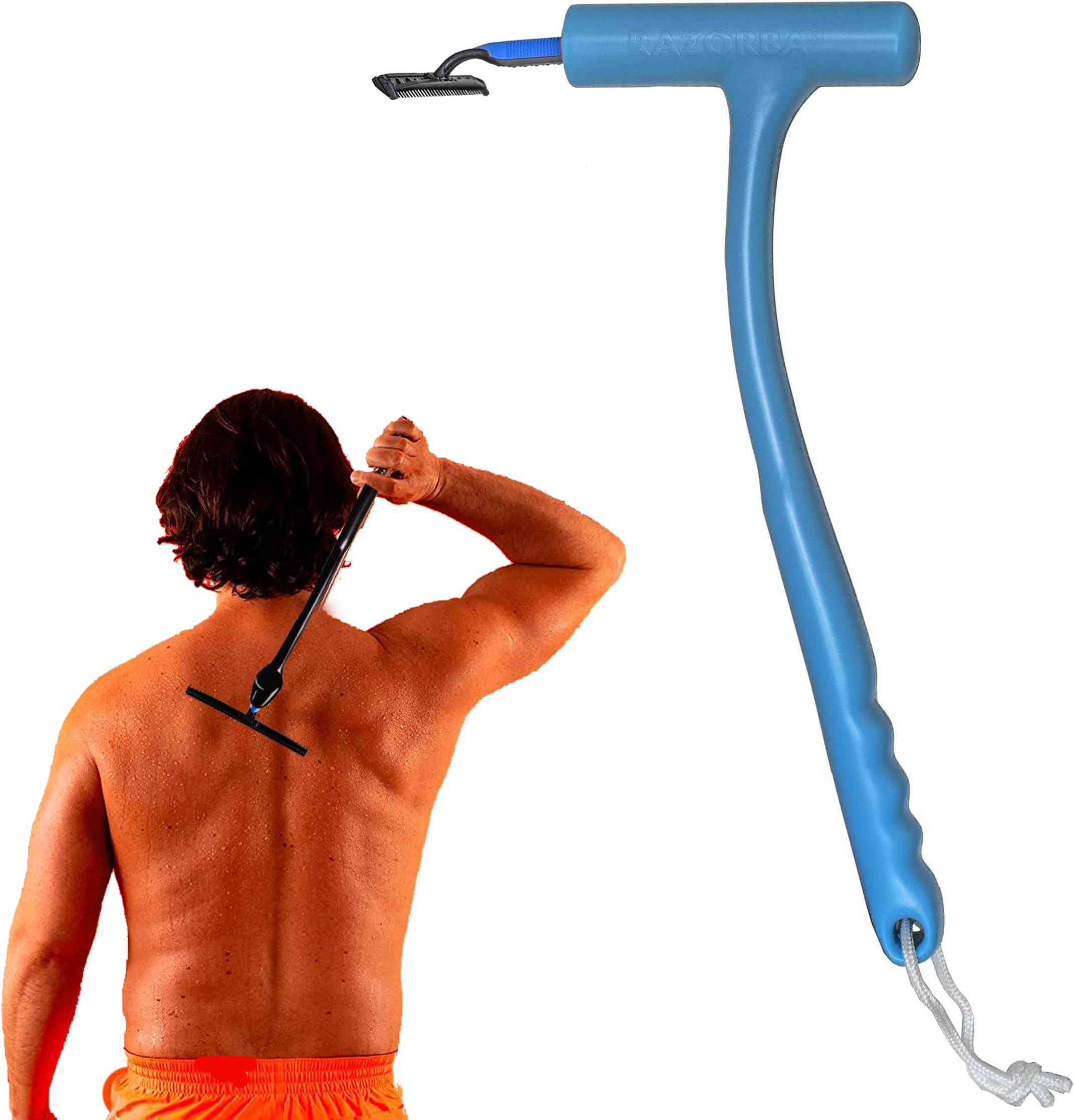 Back Shaver for Men - Razor Extension Handle. Ergonomic Manscape Yeti Stick. Leg & Back Shavers for Men & Women. Men's Back Hair Remover Wand. DIY Body Groomer Free Disposable Shaver Included