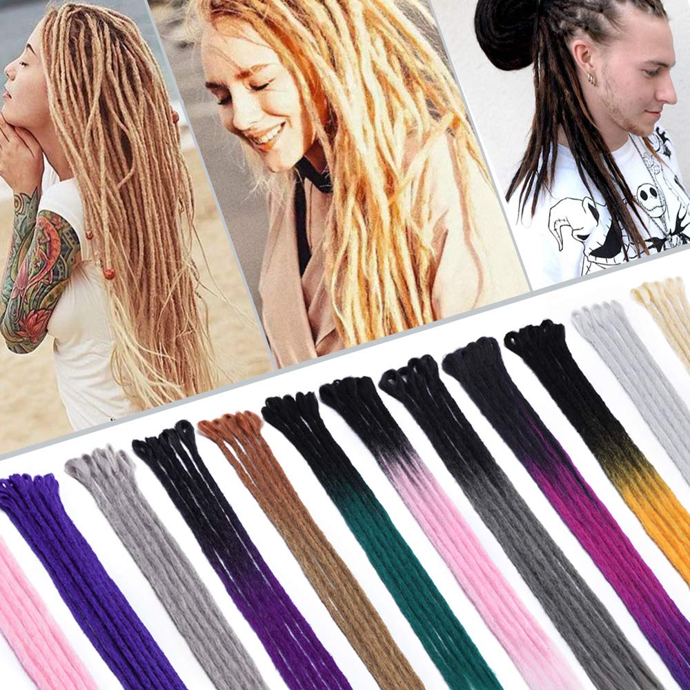 Amazon.com : Handmade Dreadlocks Hair Extensions Ombre Synthetic Hair 24  Inch Long Stiff Faux Locs Hair Braids Unisex Reggae Hippie Hairpieces for  Men and Women 15 strands/Pack 2 Tones Black to Green :