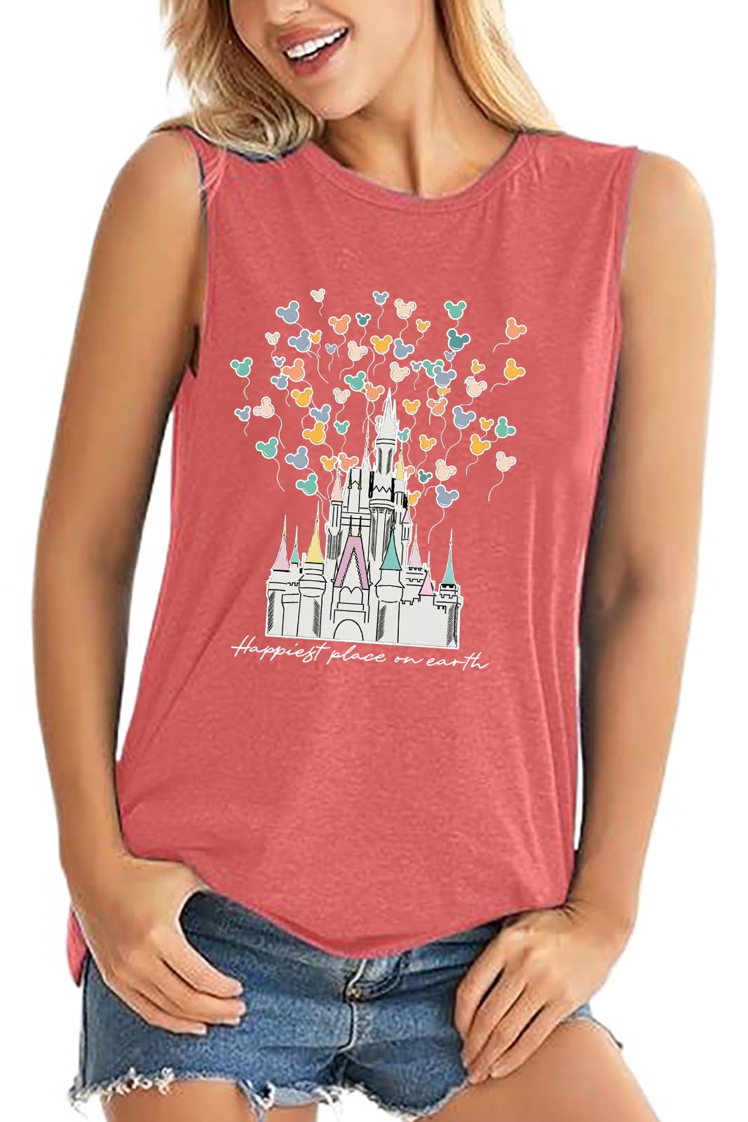 Magic Castle Tank Top Women Happiest Place On Earth Graphic Sleeveless Summer Holiday Vacation Trip Tops Shirts