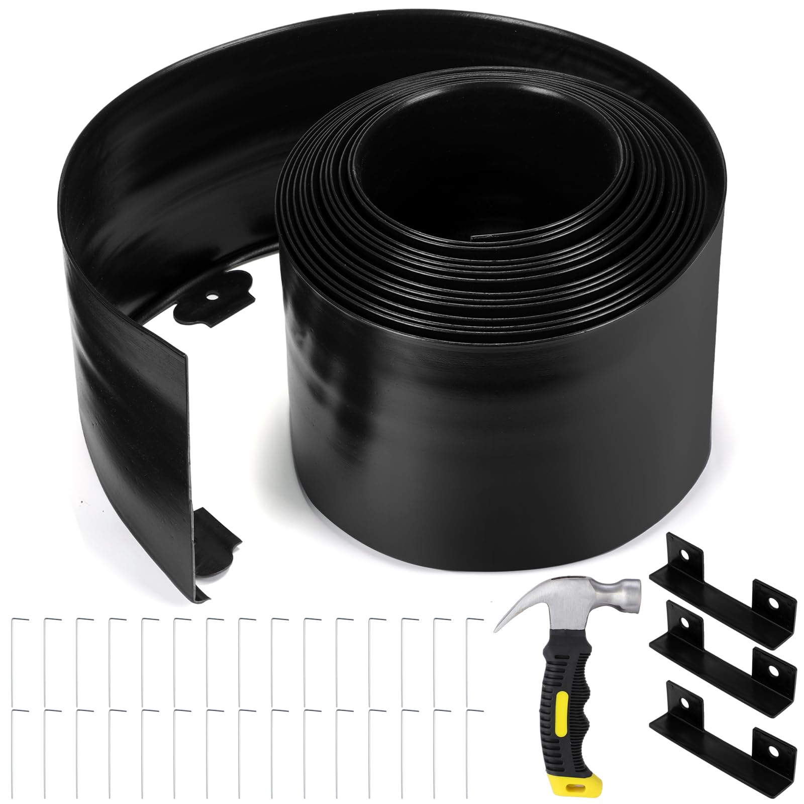 8 Inch Tall 33ft Garden Landscape Kit with Hammer Plastic Edging Border Border Flower Bed Borders for Garden Lawn Flower Beds Grass Yard