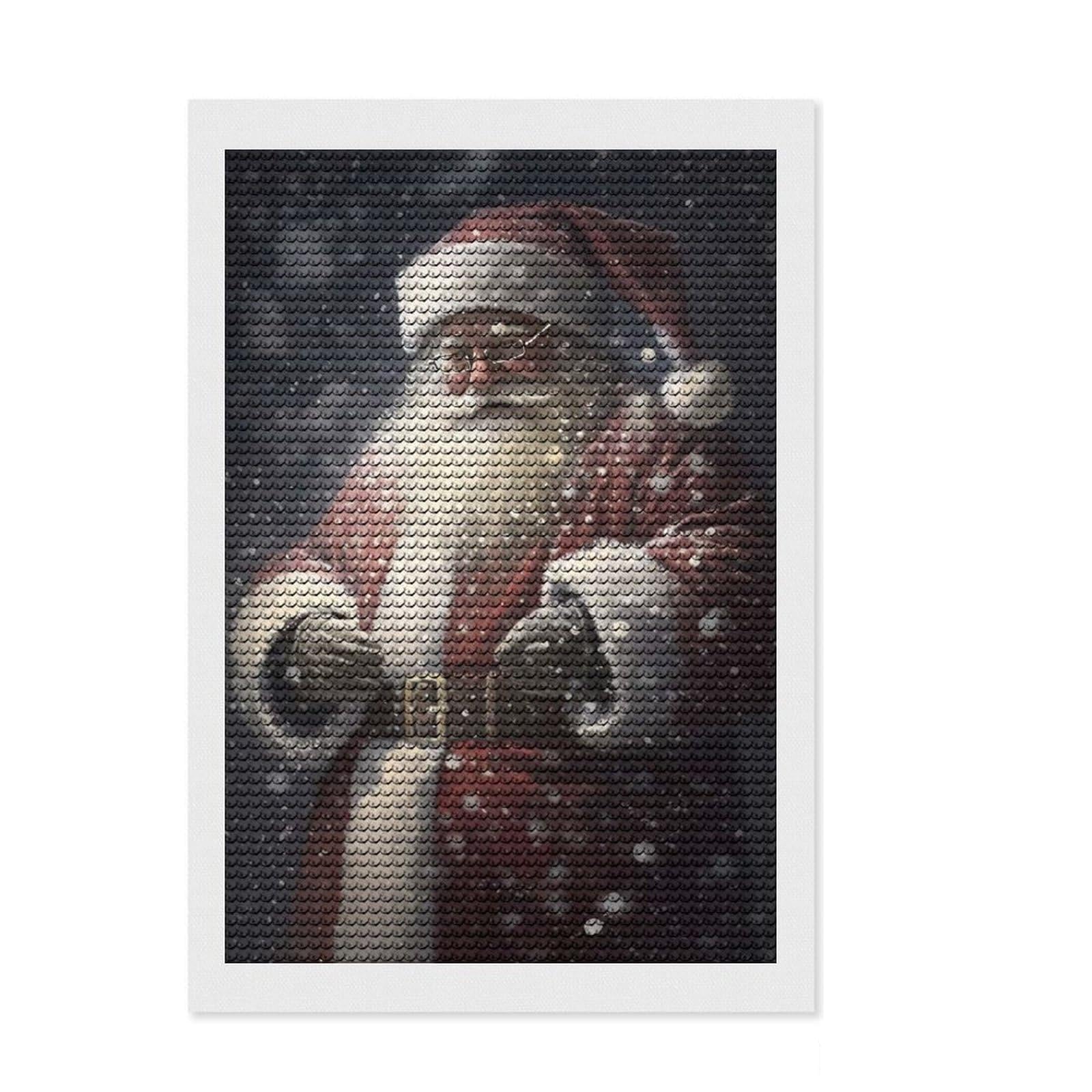 Junmoney Santa Claus III Diamond Art Kit 8"x12", for Teens, Stress Relief Craft, Home Wall Decor, Festive Craft Gift, Adhesive Canvas