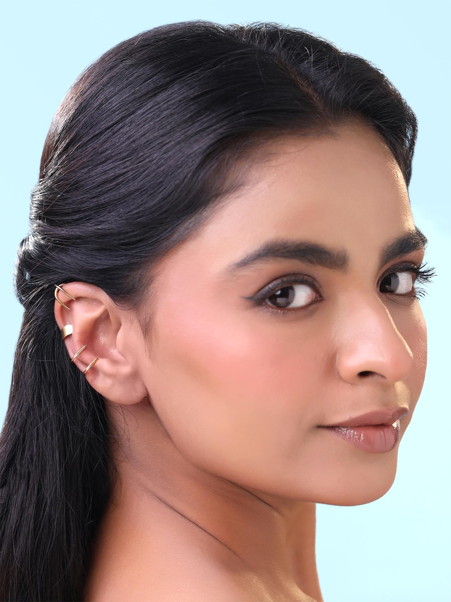 Yellow Chimes Earrings for Women and Girls | Fashion Gold Ear Cuff Earrings Set | Gold Plated Ear Cuffs Combo | Western Stainless Steel Ear Cuffs | Accessories Jewellery for Women | Birthday Gift for Girls and Women Anniversary Gift for Wife 1