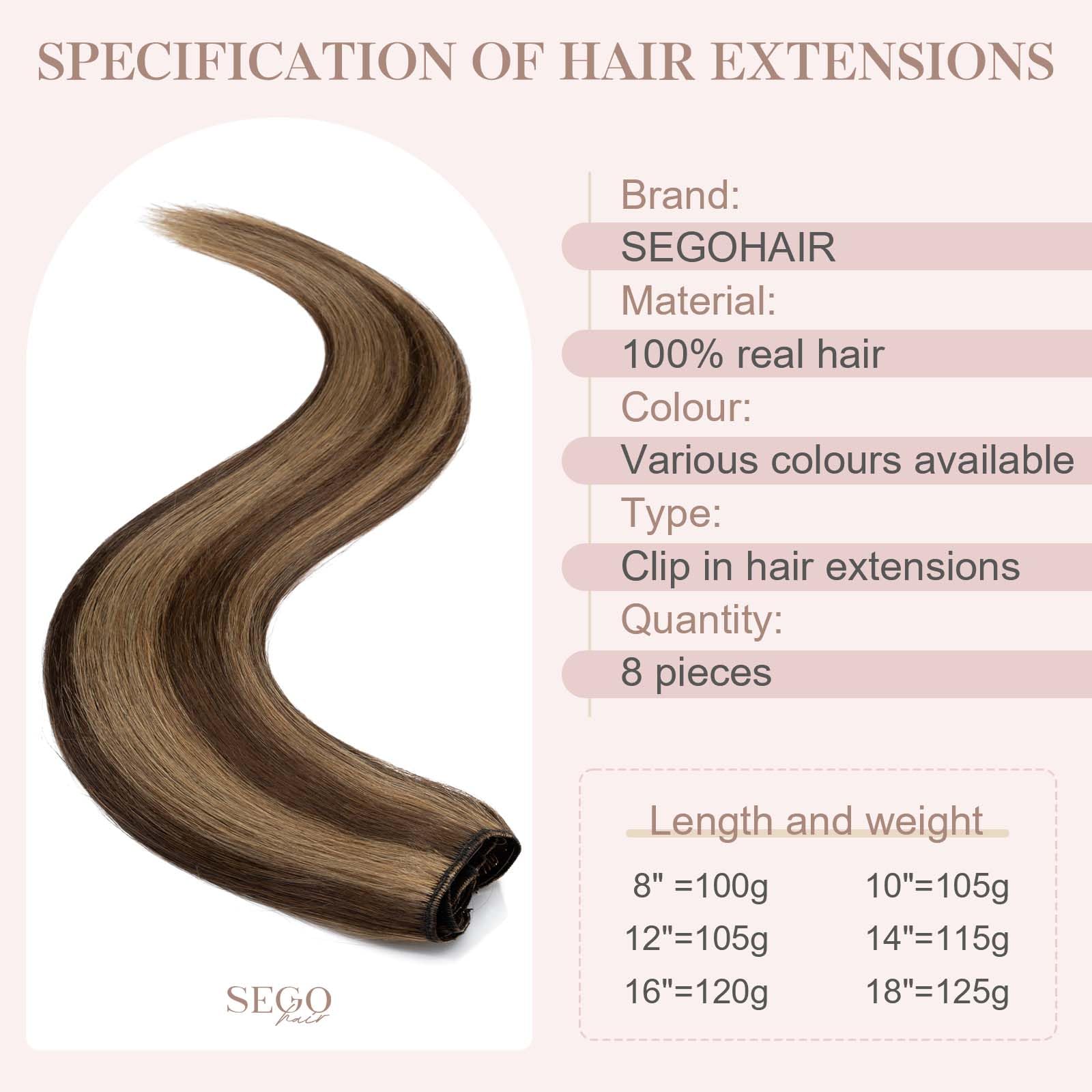 SEGOHAIR 8 PCS Hair Extensions Clip in Real Human Hair, 14 inch Thin Full Head Human Hair Extensions Straight - Image 4