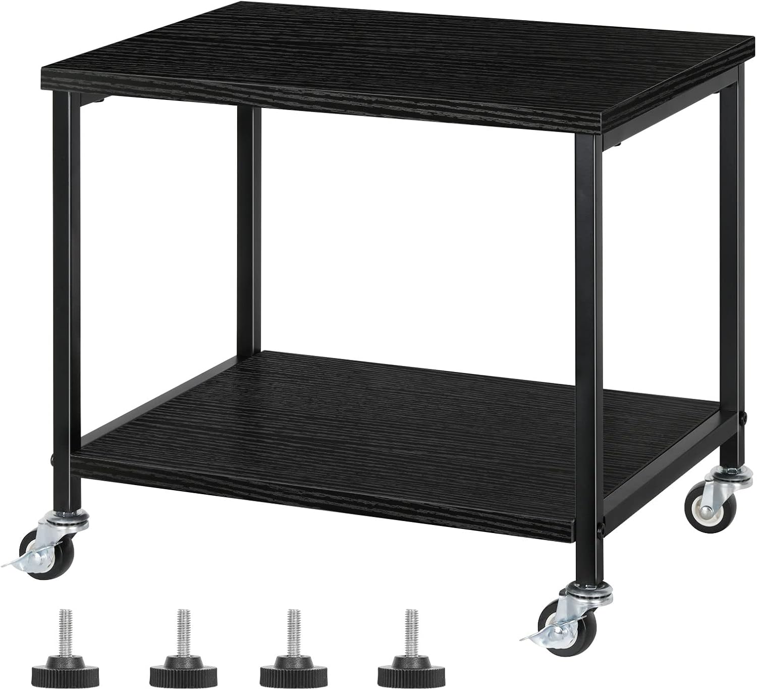 Black Printer Stand, Under Desk Printer Table with Wheels, Mobile