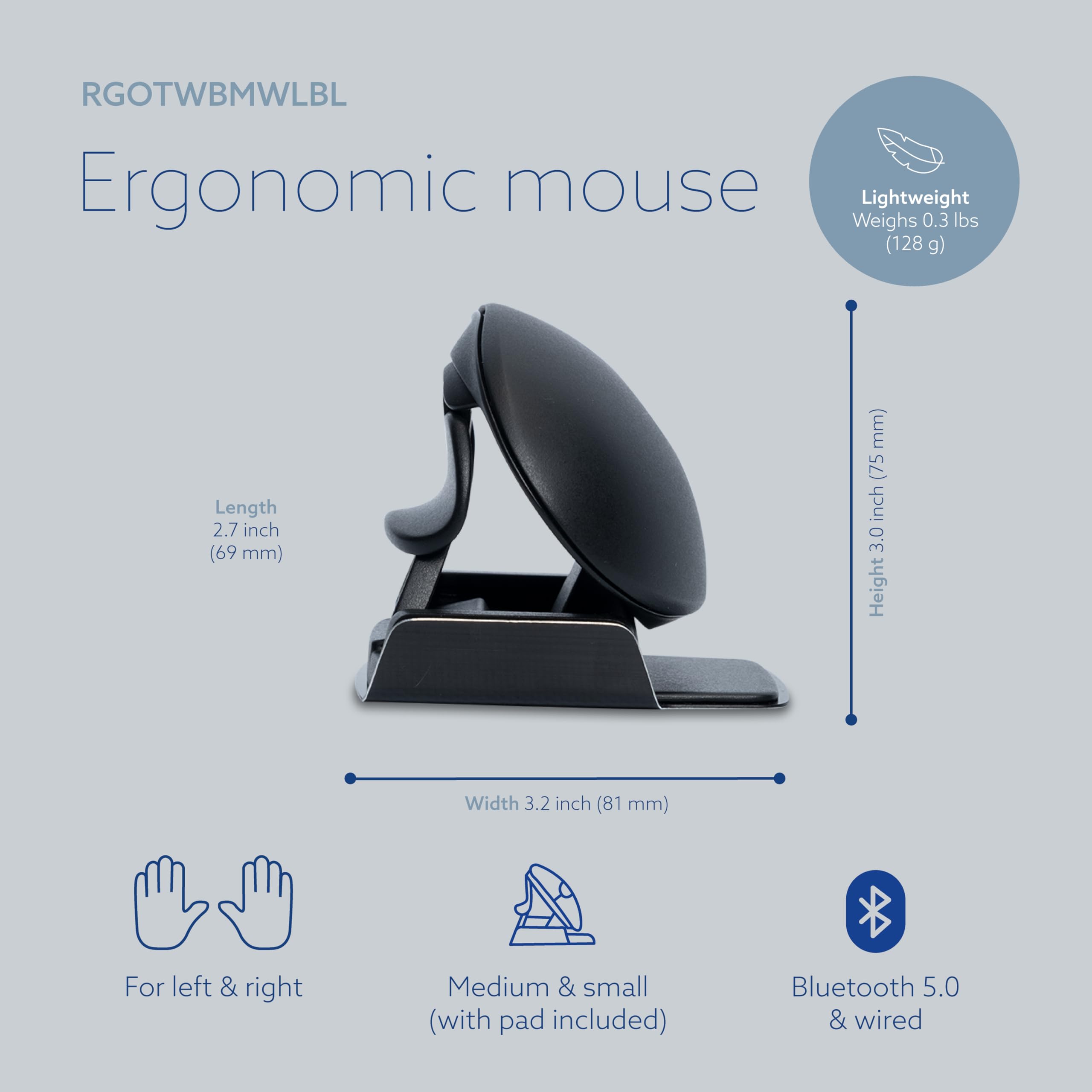 R-Go myszka Twister ergonomiczna oburęczna USB i Bluetooth czarna