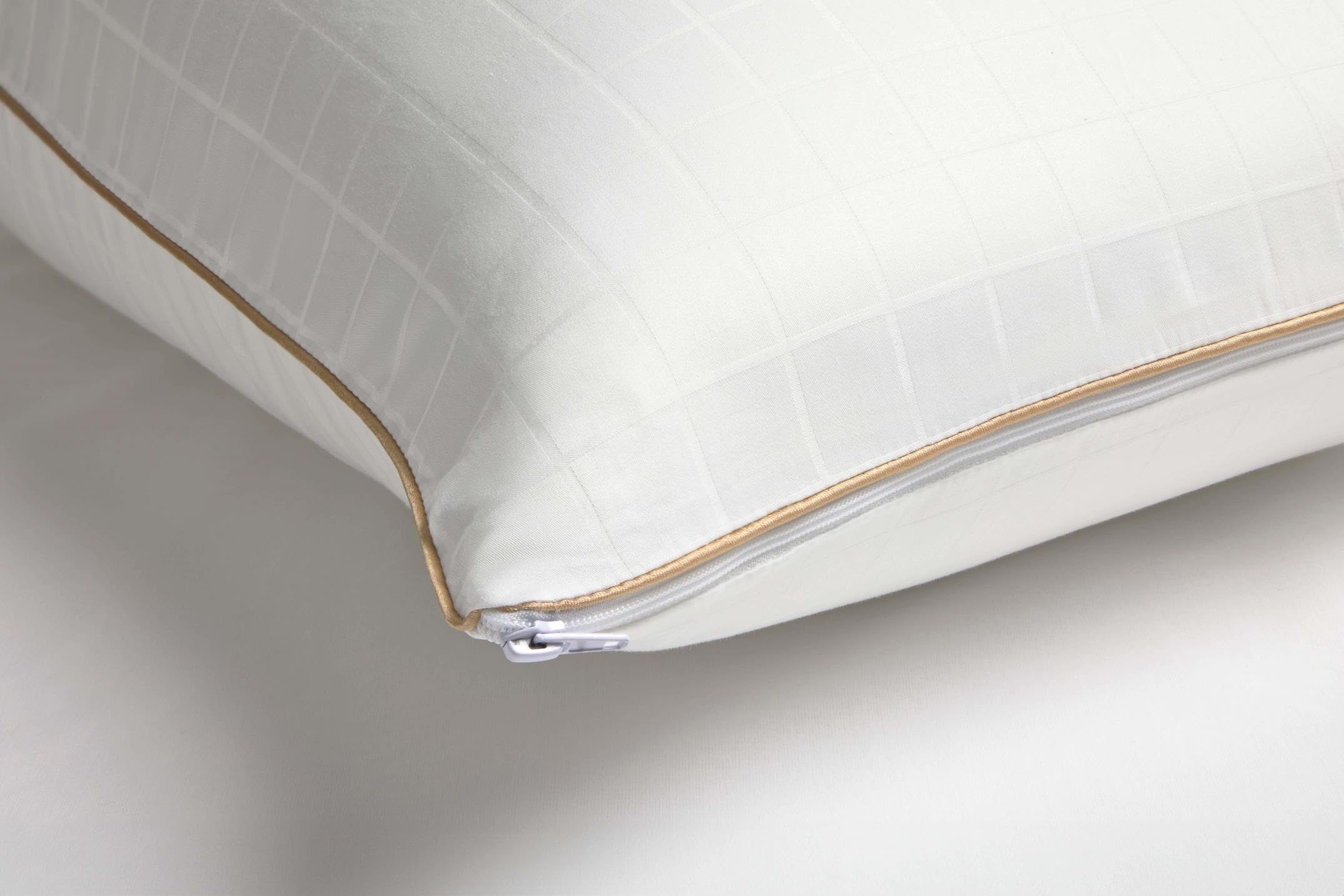 Velfont Almohada Doble Funda Atlas, 100% Algodón, Alta Firmeza, Relleno de Fibra Siliconada, Cierre con Cremallera (90 cm)