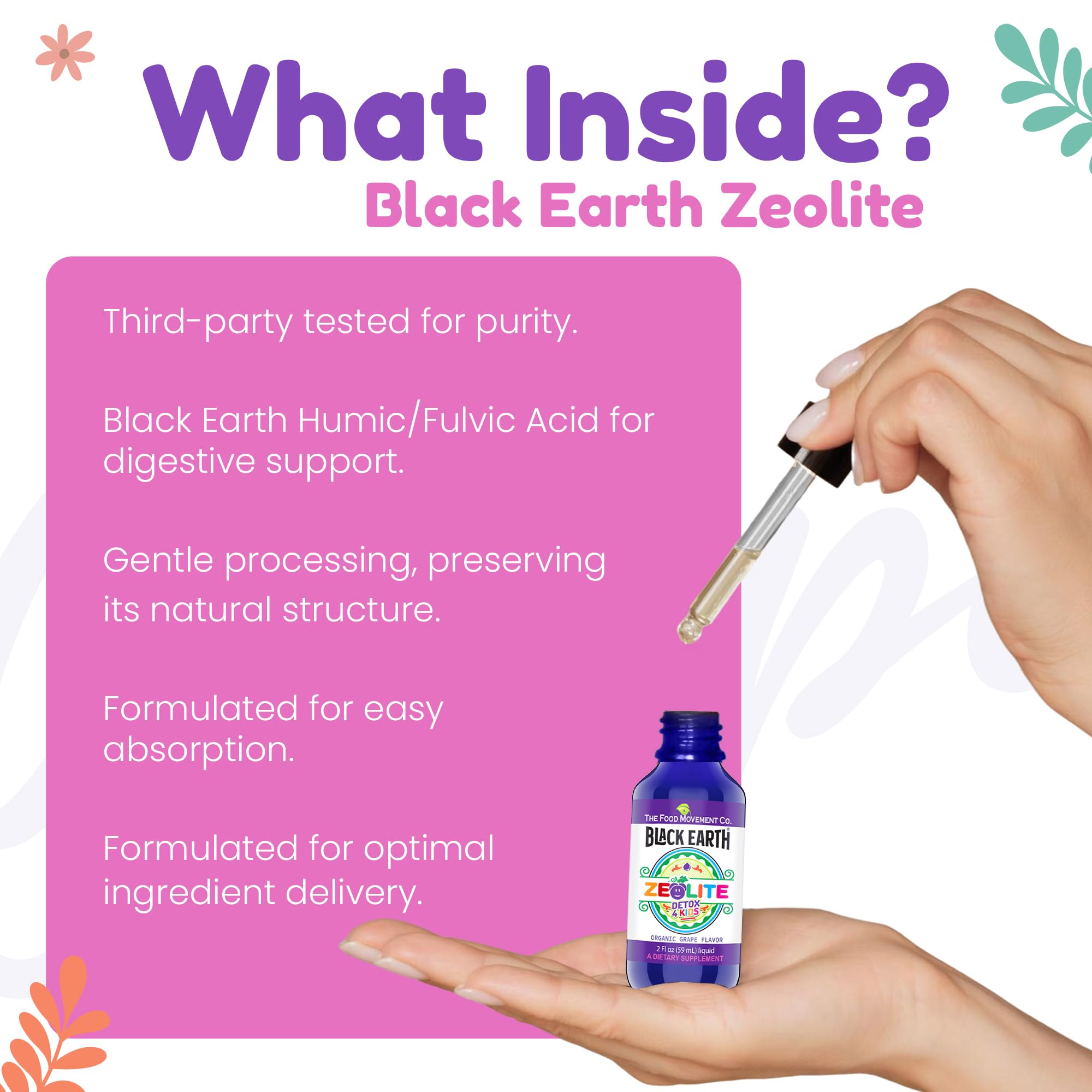 The Food Movement Black Earth Zeolite for Kids Drops Grape Flavor 2 fl oz — Amazon image 2