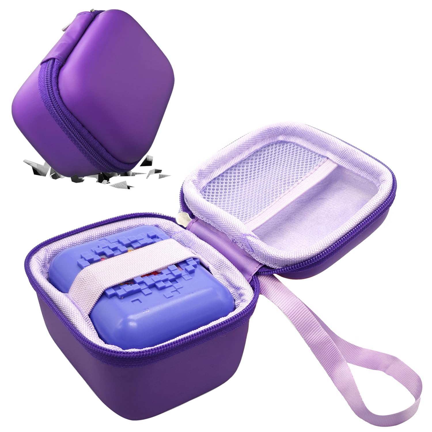 Cute Protective Case for Bitzee Digital Pet, Hard Carrying Case for Bitzee Interactive Toy, Gifts For Virtual Pet Enthusiast/Girls & Boys,Extra Space for Manual, Batteries, Purple (Case Only)