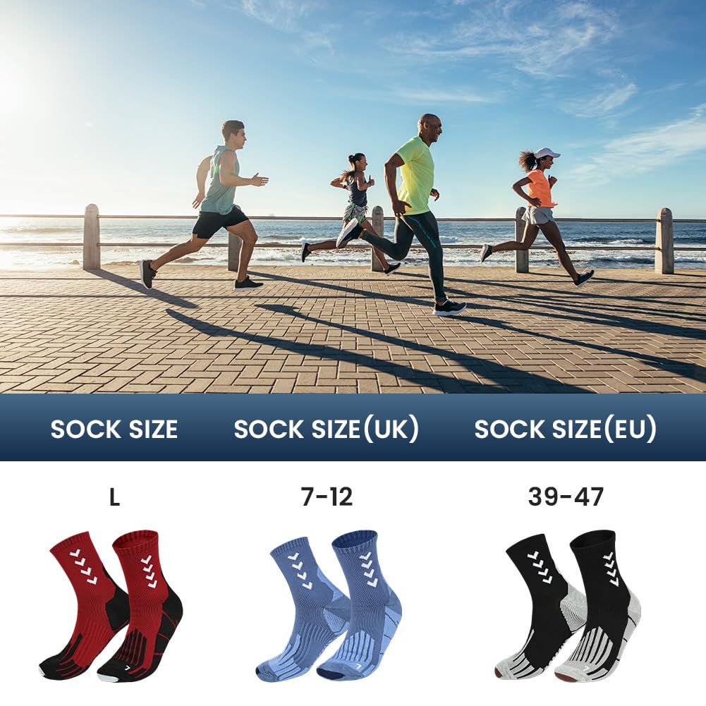 OFFCUP Calcetines de Running, 3 Pares Calcetines Compresion Hombre y Mujeres, Antideslizantes Calcetine Antiampollas para Entrenamiento Senderismo Aire Libr, Evacuación de la Humedad, Tamaño 39-47
