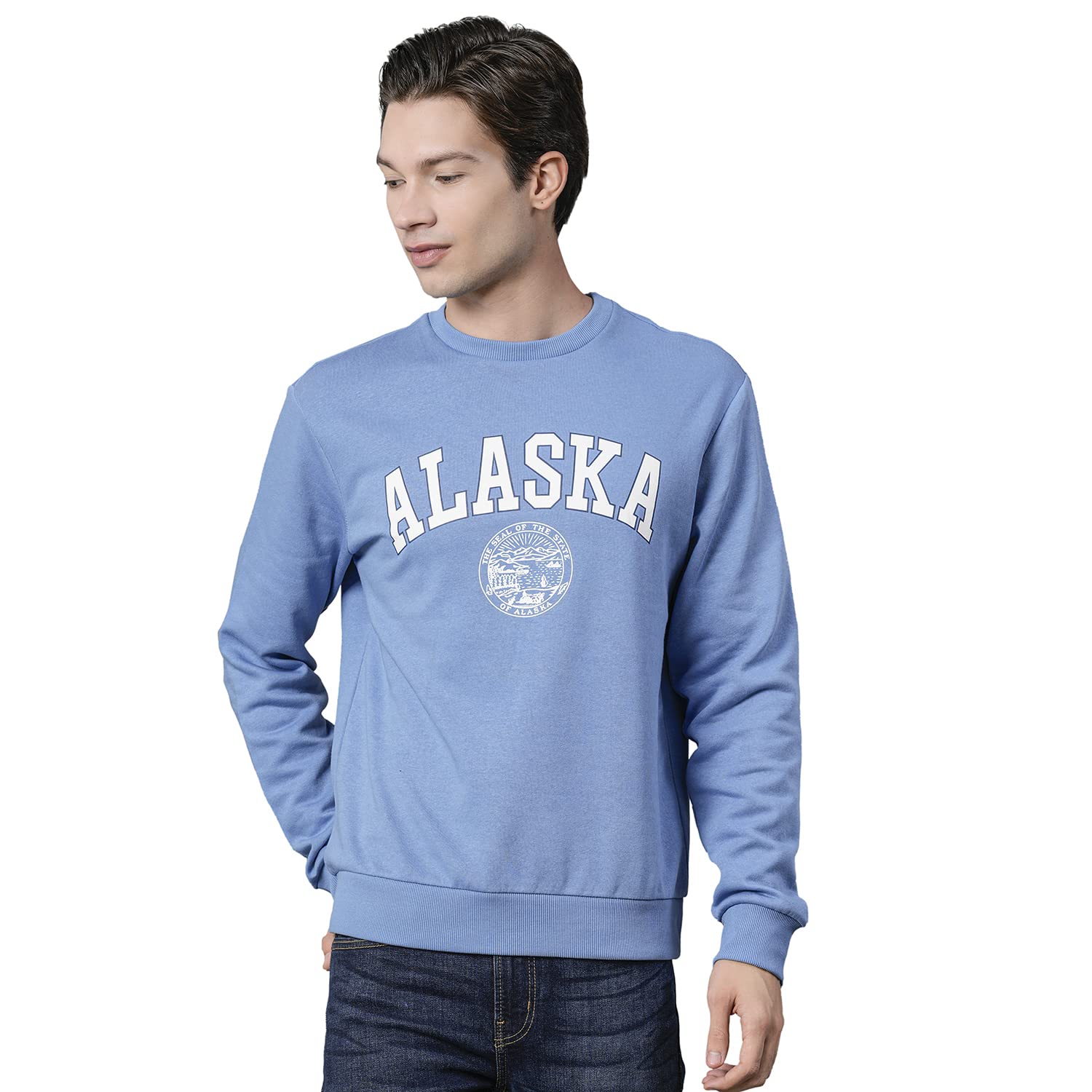 red tape Men's Slate Blue Graphic Print Sweatshirt - RWS0524M-M-picture-36