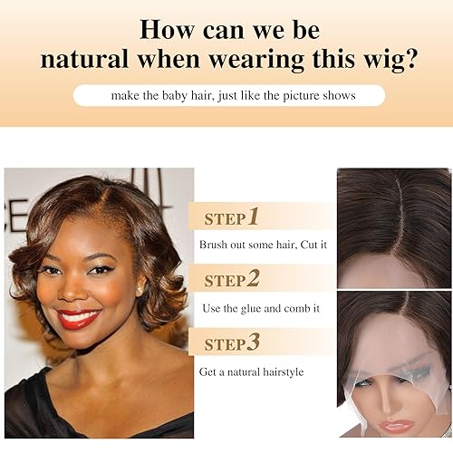 Miniatura 6 de Quantum Love Pelucas rizadas con encaje frontal, pelucas cortas y rizadas estilo Bob, pelucas sueltas con parte lateral, mezcla de color marrón,