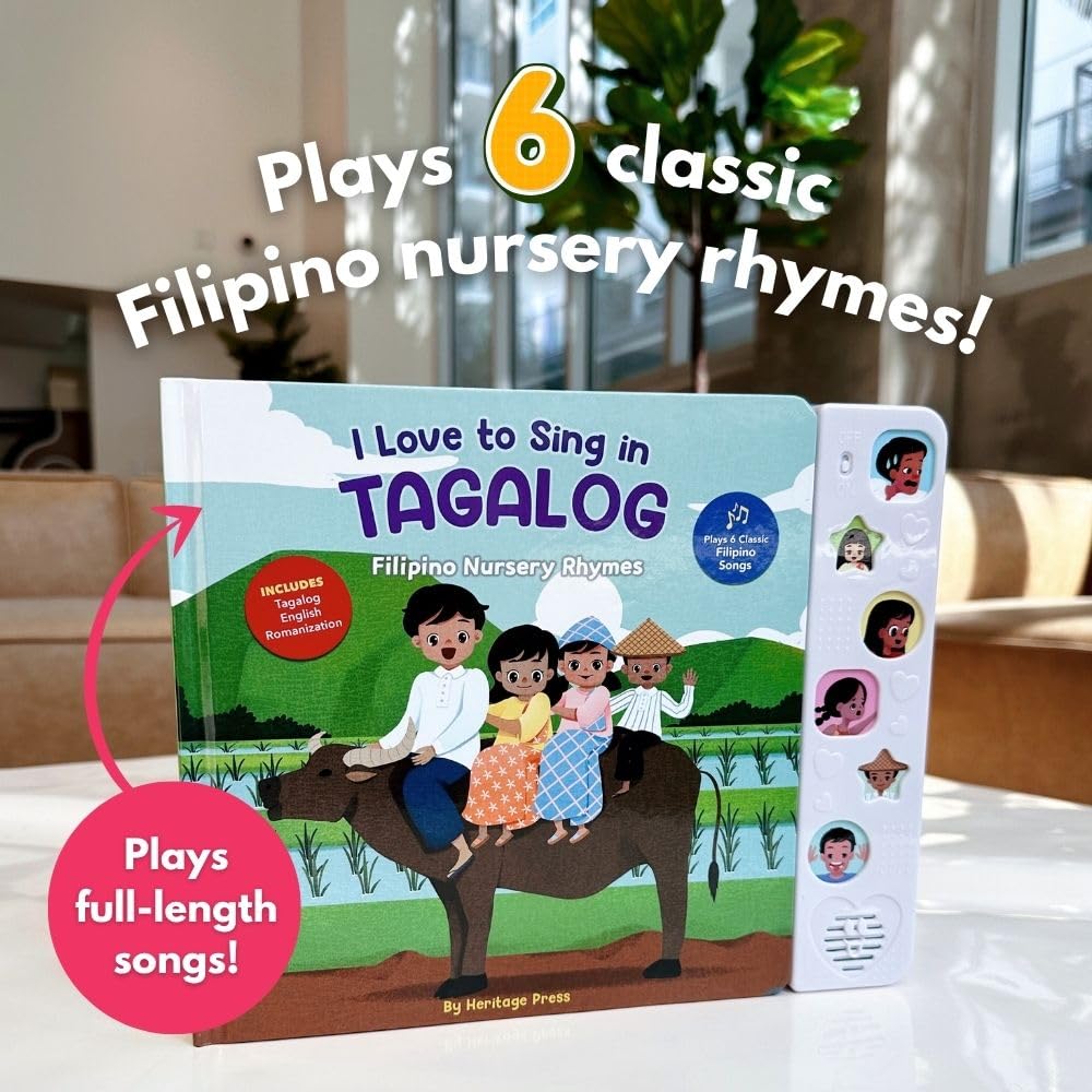 Me encanta cantar en tagalo: Rimas infantiles, Libro de canciones interactivo de prensa y juego, Tagalo para niños pequeños, Tagalog Baby, Libros para niños, Libros para niños en 5