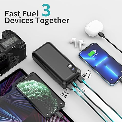Miniatura 4 de Cargador portátil USB-C de carga rápida de 50000 mAh con 4 salidas y 2 entradas con pantalla LED, paquete de batería externa grande para iPhone,