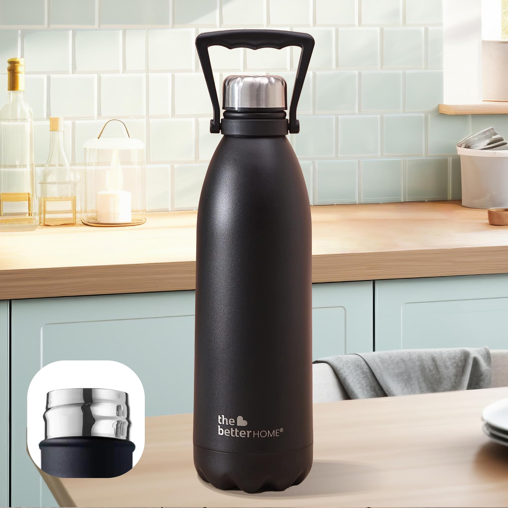 The Better Home 2 Ltrs Insulated Bottle | Doubled Wall 304 Stainless Steel | Stays Hot for 18 Hrs & Cold for 24 Hrs | Rustproof & Leakproof | Insulated Water Bottles (Black) (B0BVYSSBQY) Amazon Price History, Amazon Price Tracker