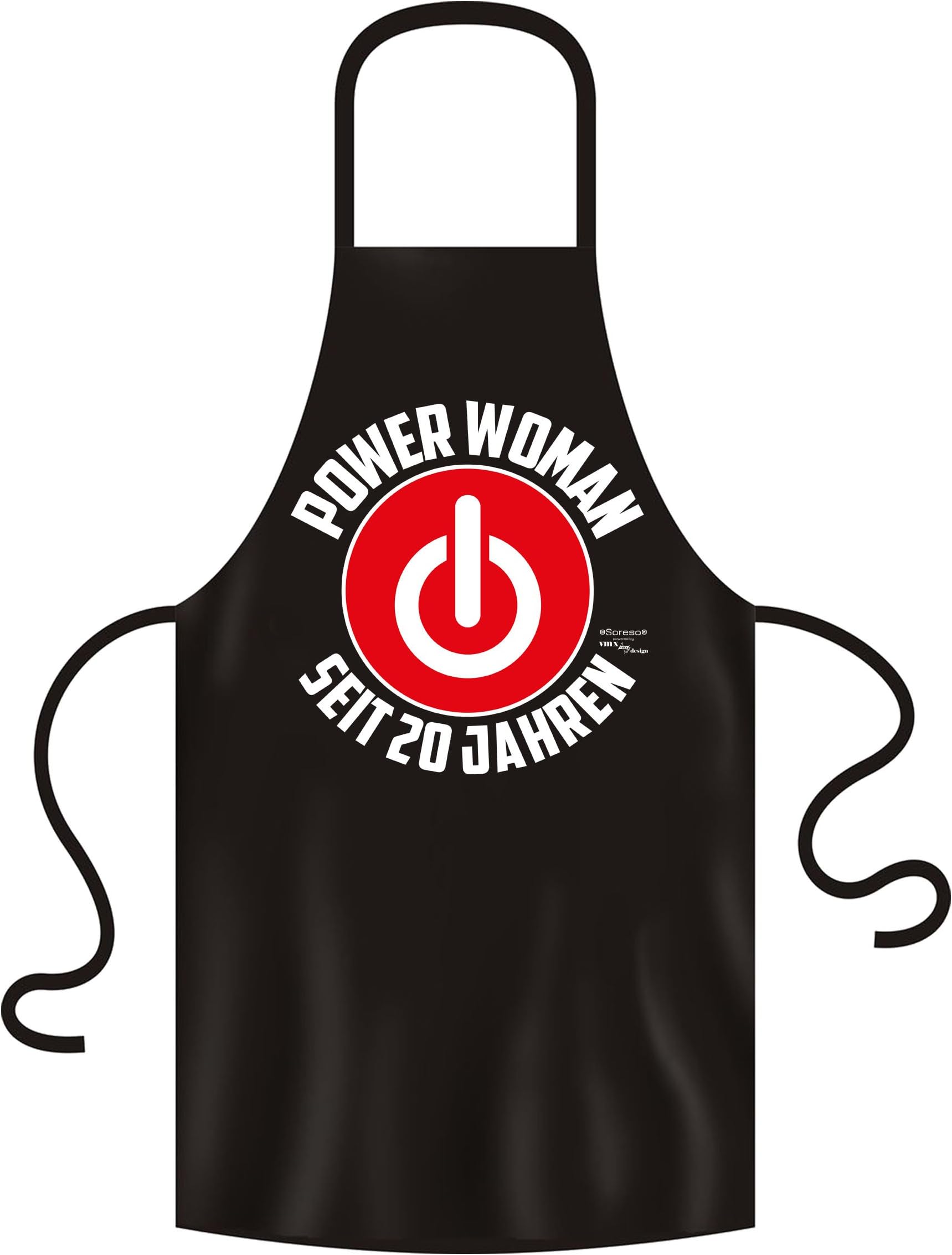 Power Girl Power Woman For 20 Years 20th Birthday Gift BBQ Apron Gift Idea Her Colour: Black & Certificate Holder, 100% Cotton, Black (black-02), One Size