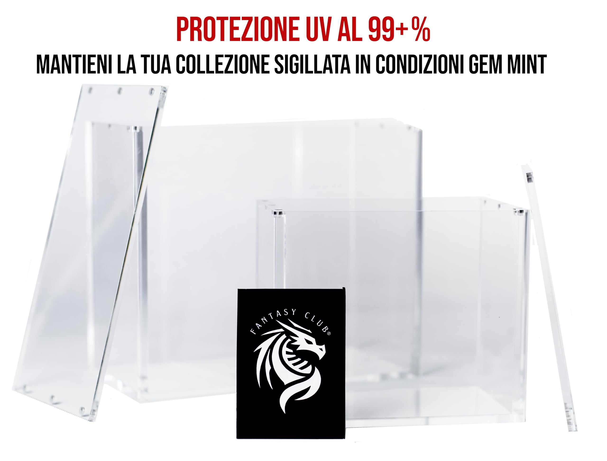 FANTASY CLUB | Scatola Acrilica per Elite Trainer Box, Acrilico ultra spesso 8 mm + 5 mm con magneti potenti e protezione UV al 99+% | Valorizza la tua collezione sigillata e conserva i tuoi ETB mint