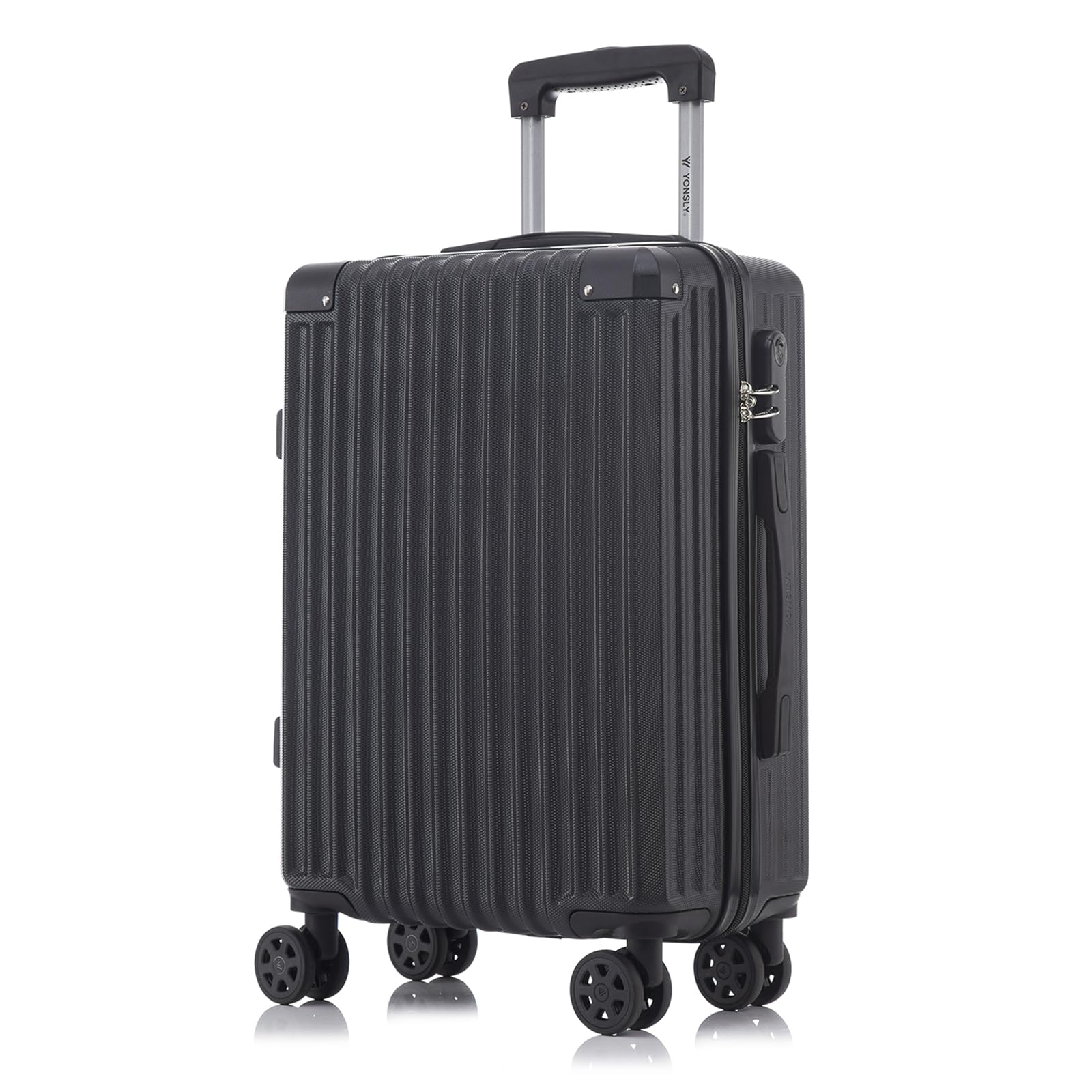 yonsly Koffer Suitcase, Trolley Reisekoffer, Rollkoffer Handgepäck mit 4 Rollen 360°, ABS Hartschalen, Sicherheitsschloss, Weicher Gummigriff, 210D-Futter