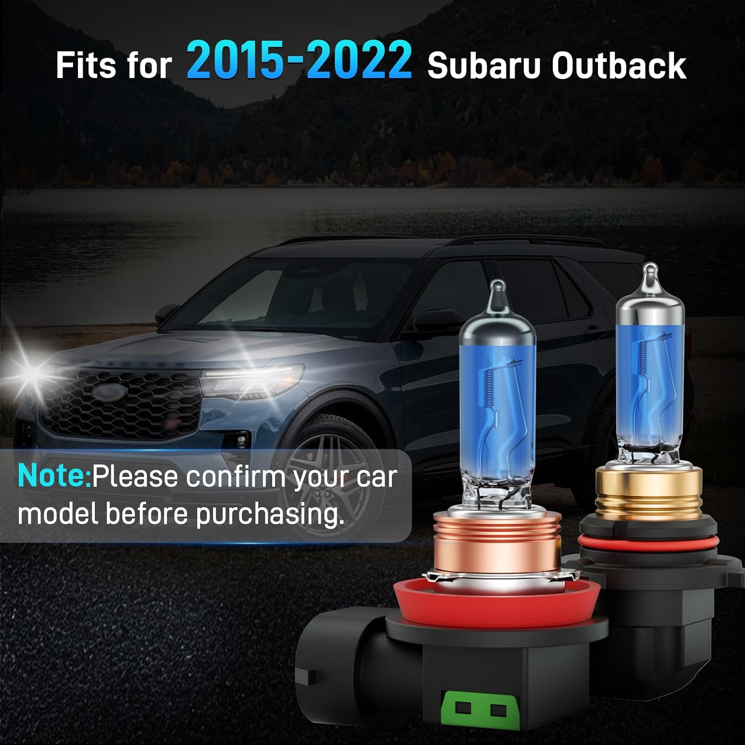 Outback Halogen Headlight Bulbs Fits for 2015-2022 Subaru Outback Halogen High Low Beam Combo, Ultra Bright 5000K Outback Halogen Bulbs, 12V-100W, Pack of 4