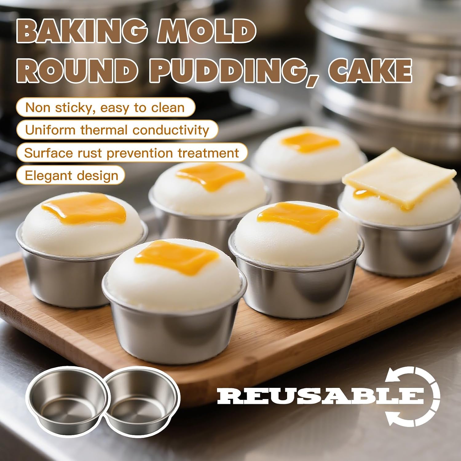 36 Pcs Puto Mold Cups for Steamer Filipino - Reusable Kutsinta Molder,2.56"x 1.02" 304 Stainless Steel Baking Cups