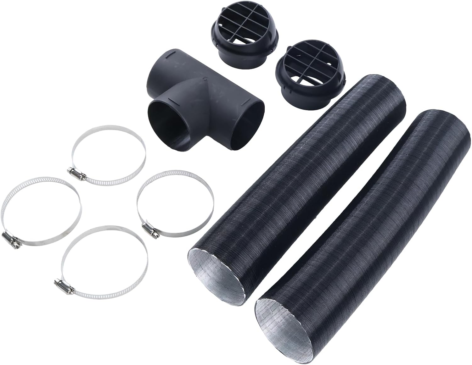 75mm 3'' Diesel Heater Air Duct Hose T-Piece Connector Bulging Air Outlet Clamp Kit Compatible with Eberspacher Webasto and More 5KW Chinese Air Diesel Parking Heaters