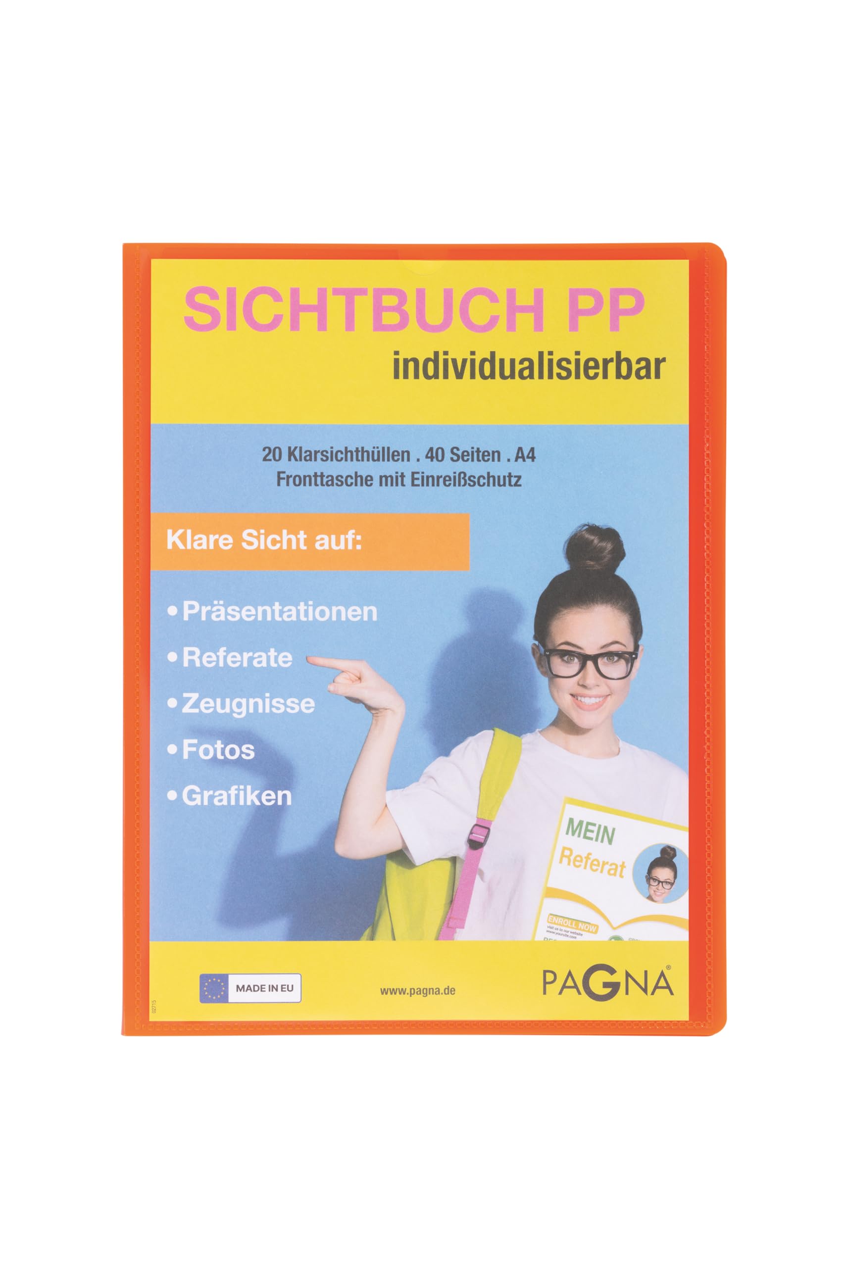 PAGNA School 21013-09 Display Book A4 Polypropylene with Front Pocket Orange