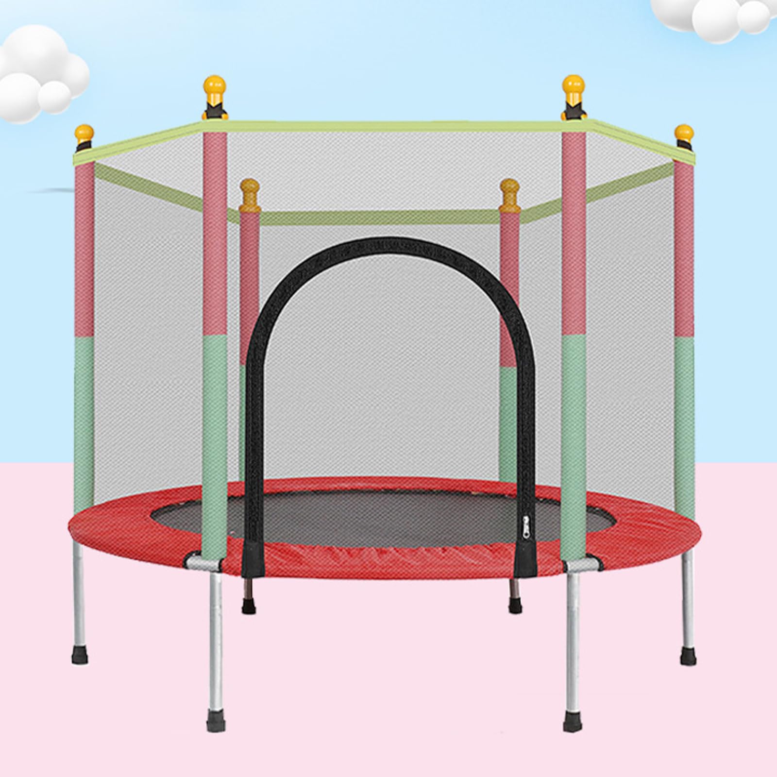 LN COZY CORNER 140cm Trampoline with Safety Net – Indoor/Outdoor Use (Red)
