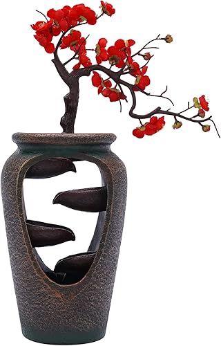 Vista 104 de Indoor Waterfall Fountain Tabletop Fountains with LED Lights,with Rolling Ball Atomizer,Lighted Illuminated Waterfall Indoor Small Rockery Desktop