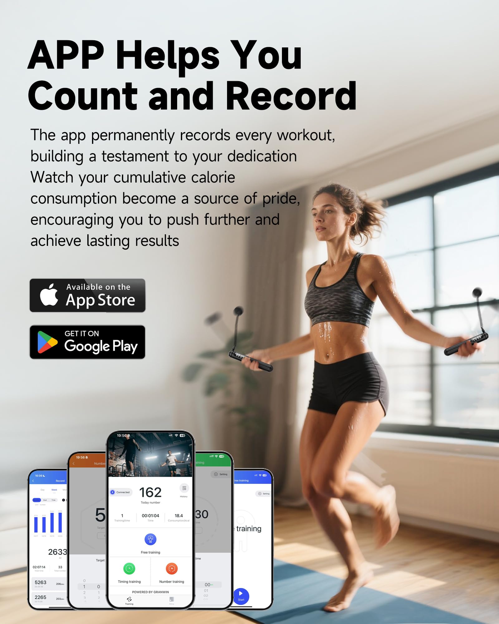 KINTHEA 2-in-1 Smart-Springseil, App-Steuerung und Datenaufzeichnung, schnurloses Springseil mit Zähler für Damen, Herren, alle Altersgruppen, verstellbares Springseil für Cardio-Fitness in begrenztem
