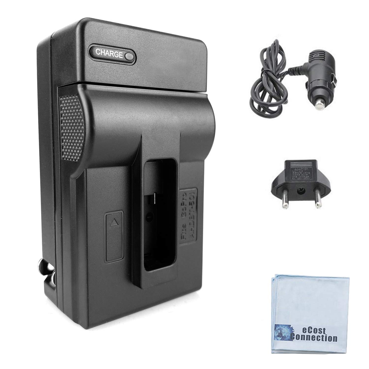 eCost Battery Charger for Gopro Hero 5 6 7, AHDBT - 501 Camera Battery + Connection Microfiber Cloth