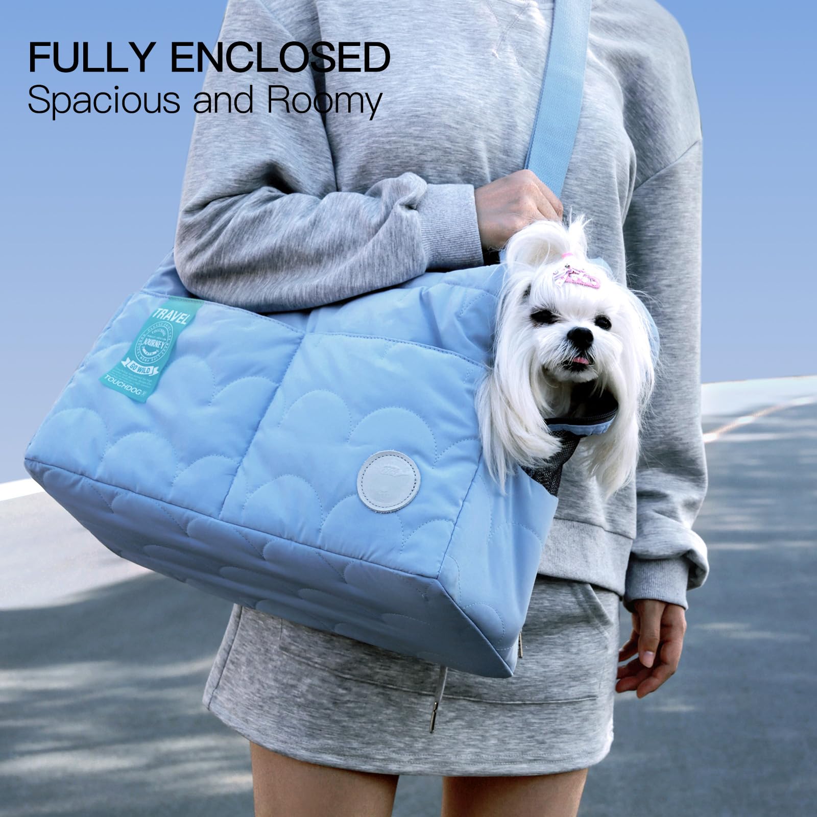 Macaron Cloud Haustiertragetasche für kleine Hunde und Katzen, leichte, tragbare Schulter- und Umhängetasche für Welpen mit Aufbewahrungstasche, atmungsaktive, erweiterbare Haustier-Reisetasche.
