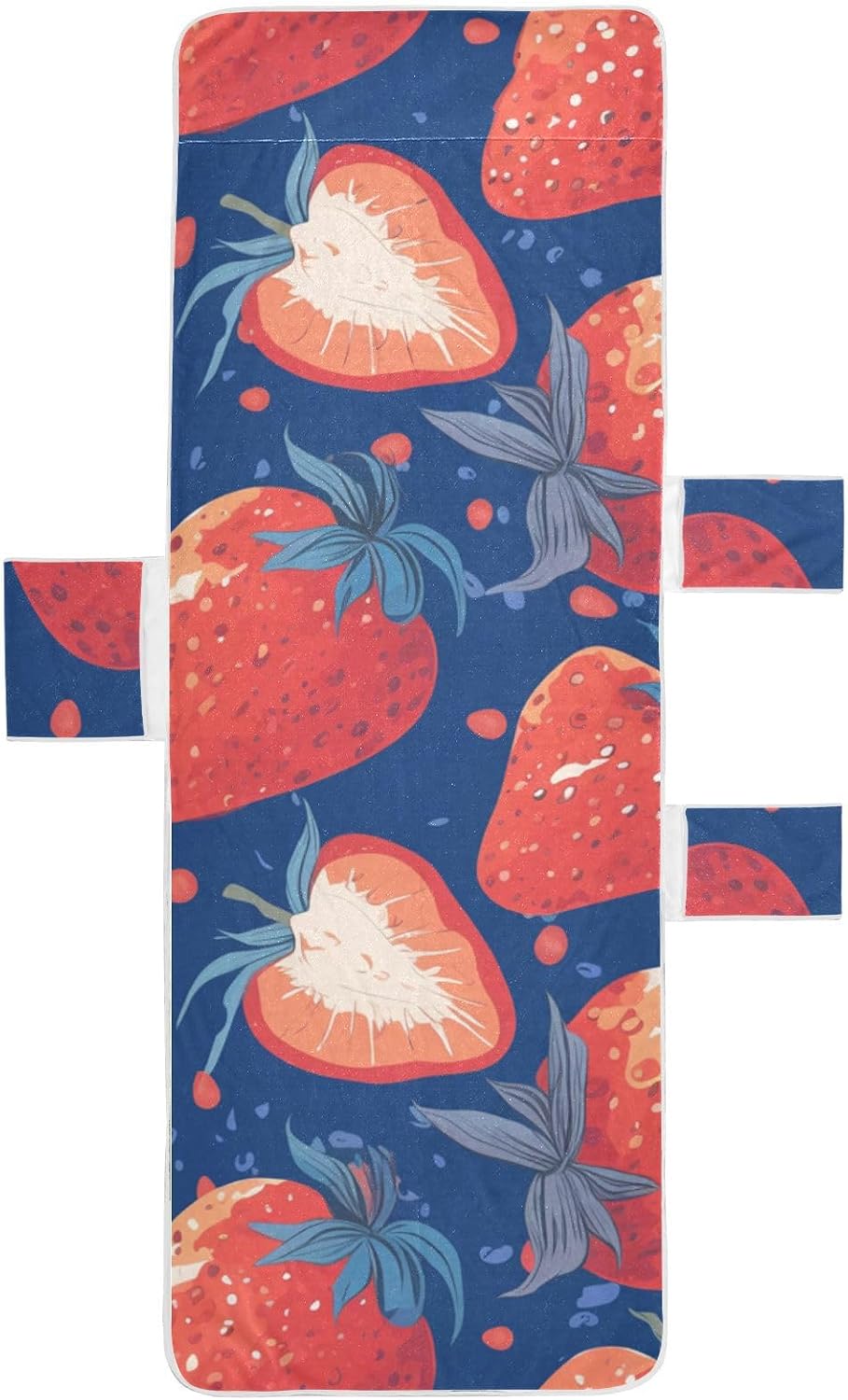 Red Strawberry Patio Chaise Lounge Chair Cover Heavy Duty Outdoor Lounge Chaise Cover with Pockets for Beach Garden Courtyard Trips, 85" X 30"