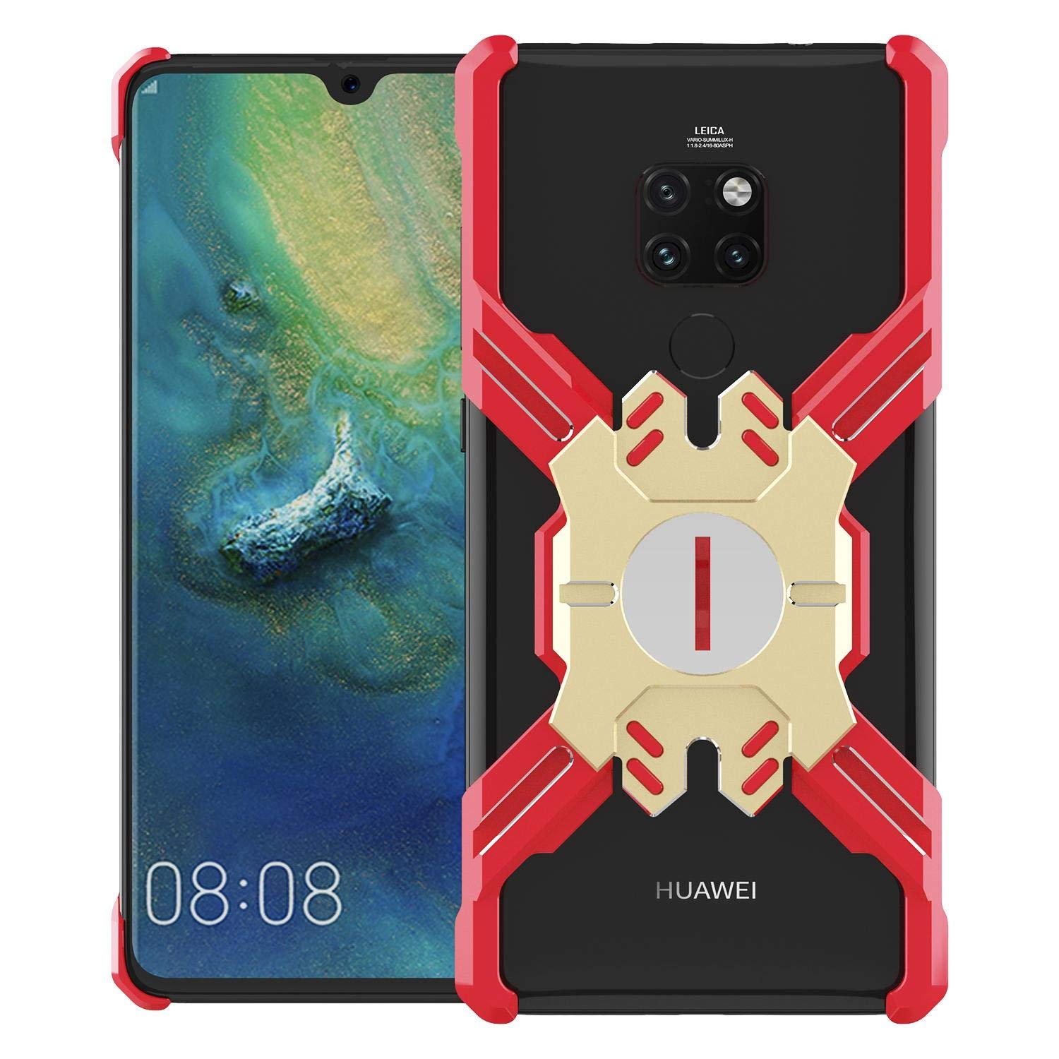 Huawei Mate 20 Pro Metal Case, Hero Series Cool Design Luxury Premium Aluminum Metal Shockproof Bumper Cover Frame for Huawei Mate 20 Pro (Red Gold)