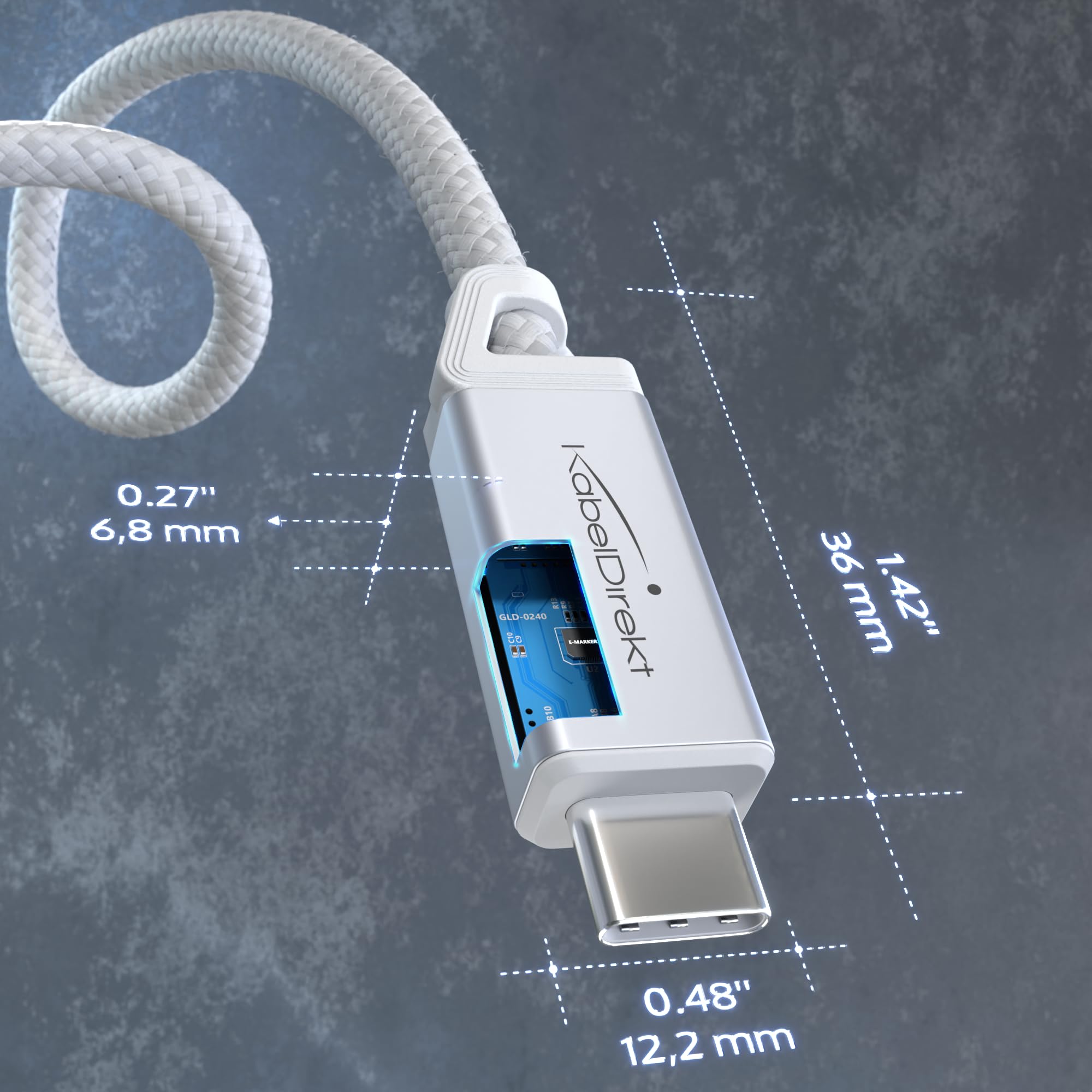 KabelDirekt USB-C Kabel All-in-One – 4K Video, 100W Laden, 10 Gbit/s Daten, 1 Meter, Weiß