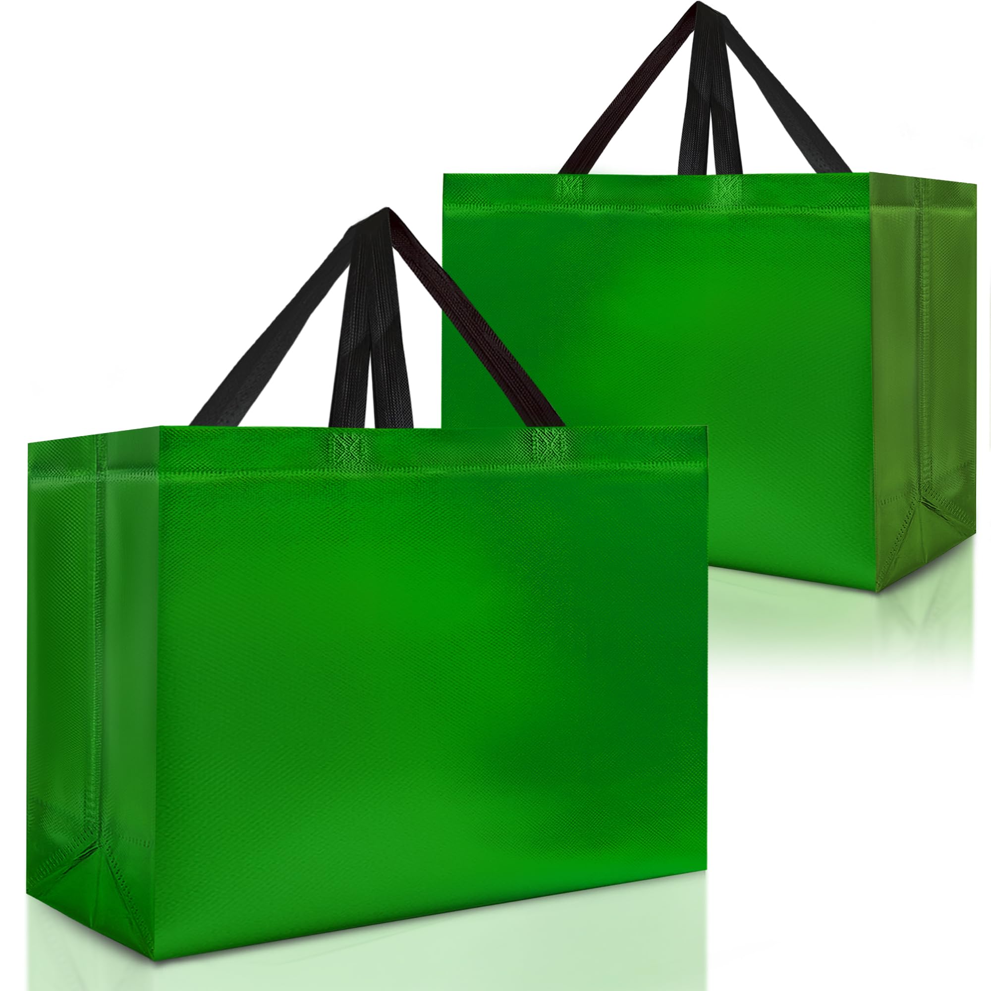 Nush Nush Extra Large Green Gift Bags – Set of 12 Reusable Green Extra Large Gift Bags With Handles - Perfect XL Goody Bag for Christmas, Thanksgiving