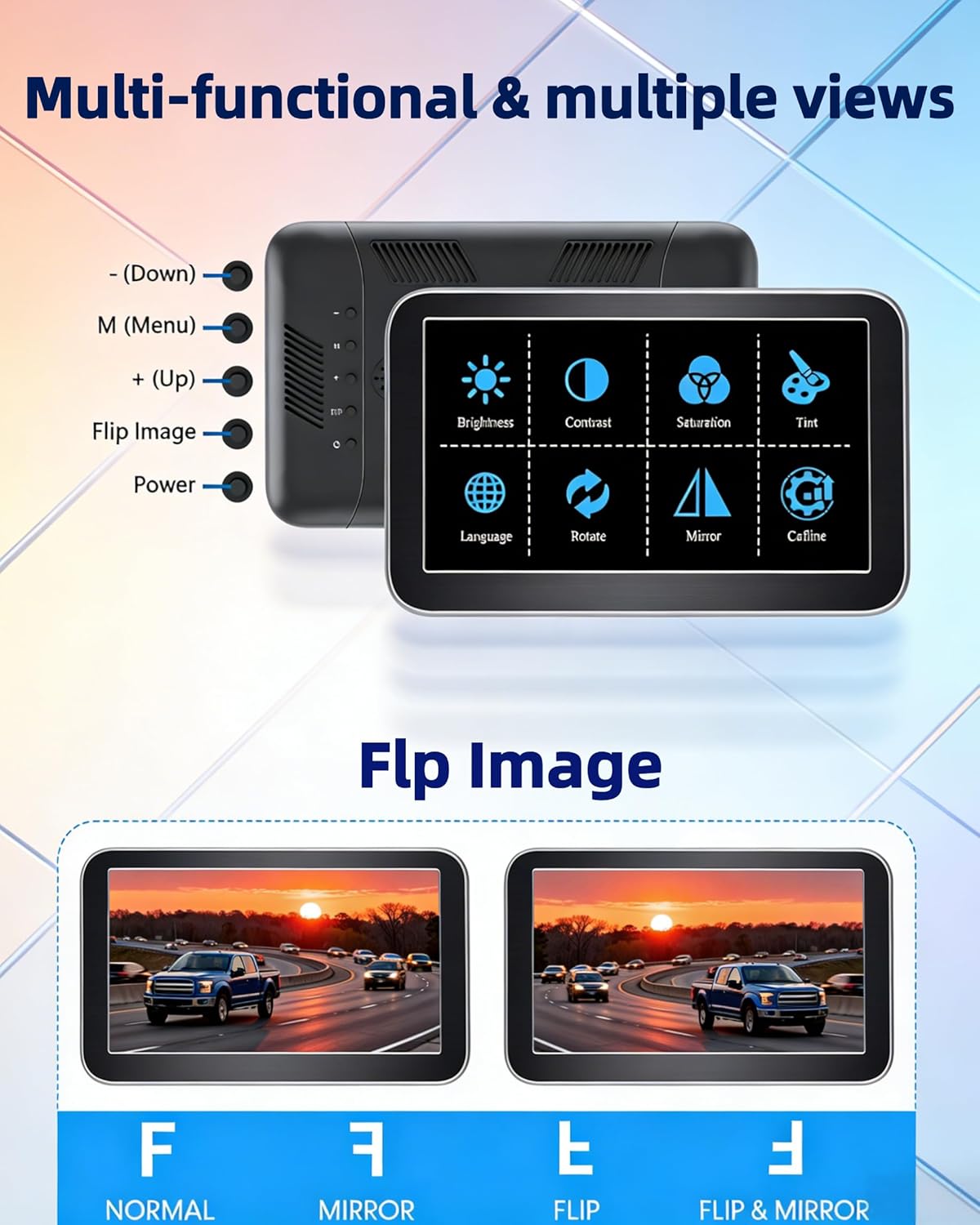 LeeKooLuu Backup Camera for Truck Plug-Play: 7-Inch Monitor HD 1080P Color Night Vision - See Clearly at Night Up to 10 Meters - 15-Min Quick Install - for Rear View Safety & Parking Assist