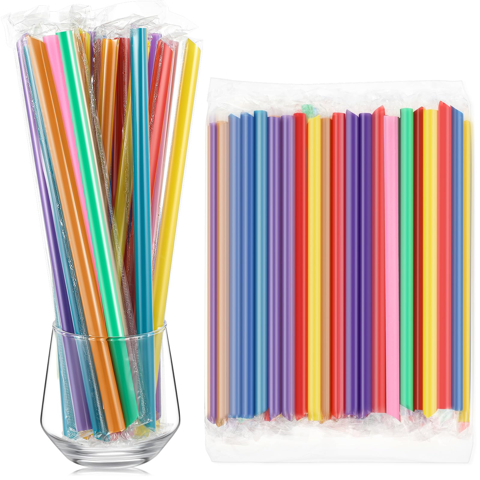 Tessco for You 600 Pcs 9.84 Inch Boba Straws 10mm Wide Vintage Color