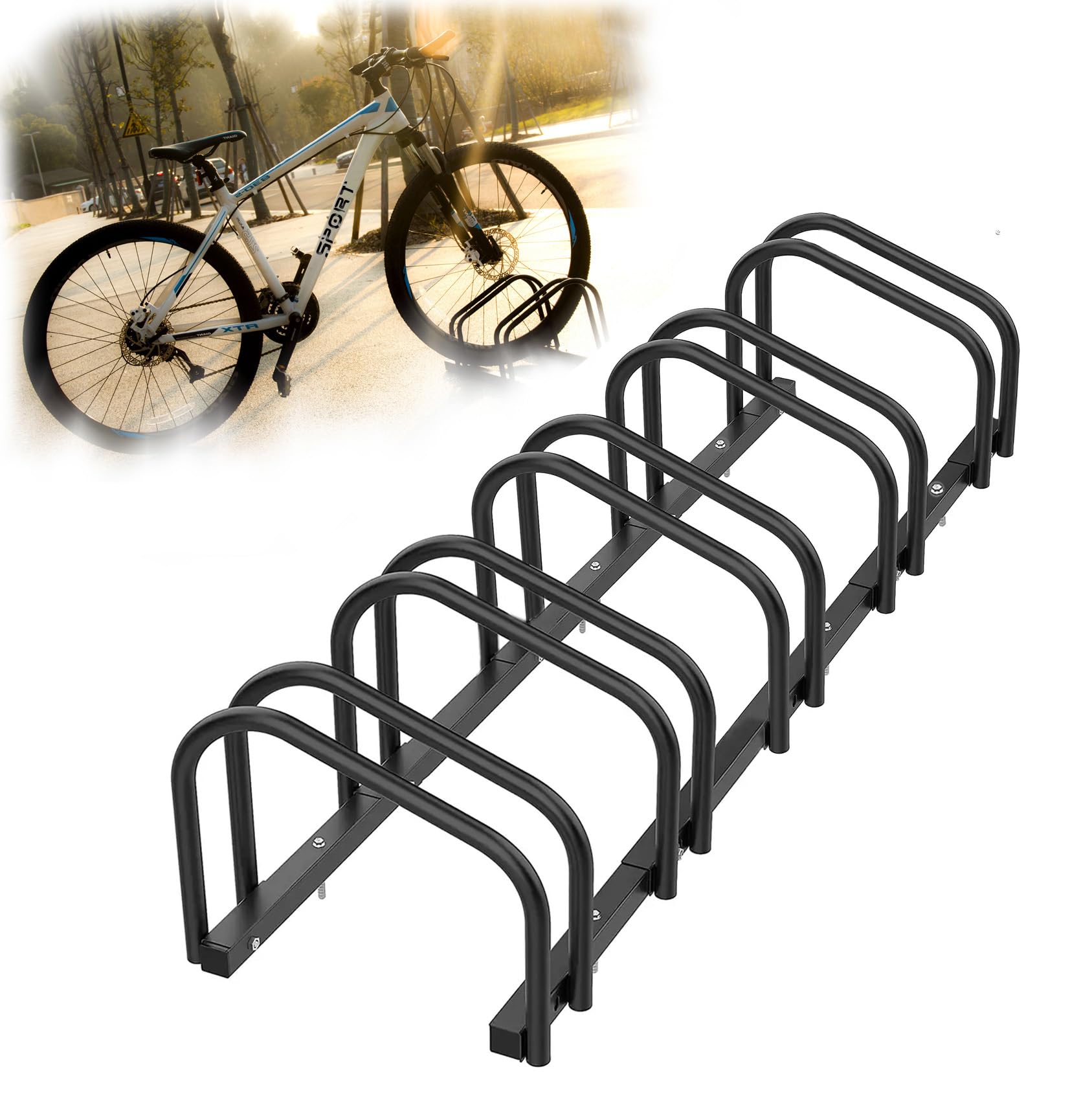 Bike Rack Bicycle Ground Parking Stand,Cycling Floor Adjustable Show Storage Stand Bike Wall-Mounted Garage for Indoor Outdoor and Public Streel Area (5 Bike Racks)