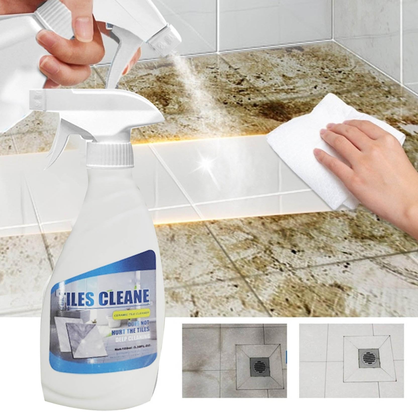 Azonee 100ml Tile & Grout Deep Cleaner, Ultimate Grout Cleaner for Tile Floors Duty Grout and Tile Cleaner Ceramic Tile Floor Cleaner for Multi-Surface Bathroom For Floor, Wall And Bathroom Tile Grout