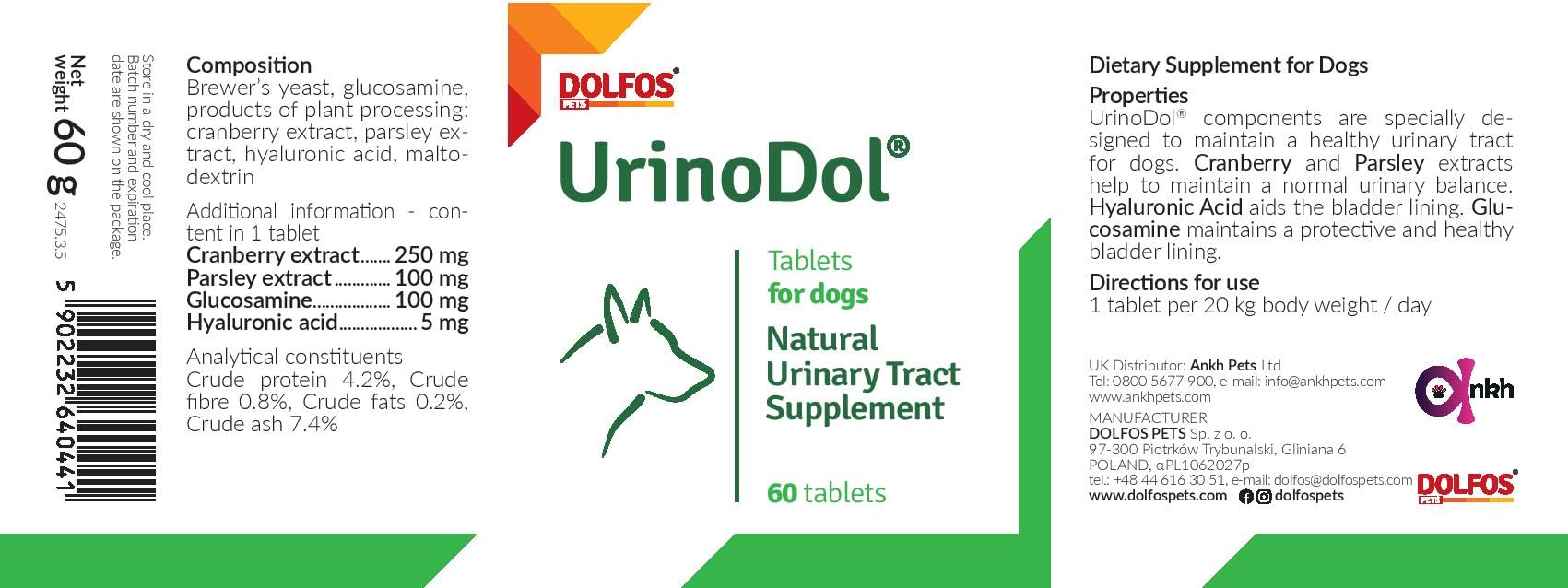 UrinoDol 60 tablets Natural Urinary Tract Bladder for Dogs - Image 2