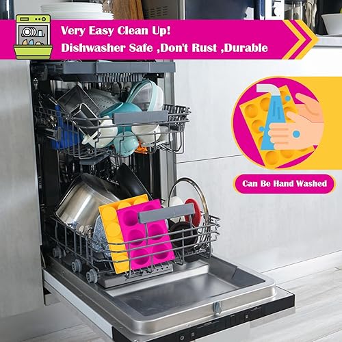 Miniatura 5 de Juego de moldes para tartas, moldes de silicona cubiertos de chocolate de 12 cavidades, moldes redondos para tartas con 2 espátulas para núcleos de