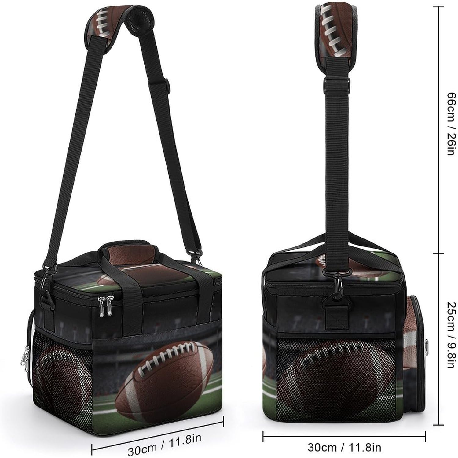 Camping Ice Pack, American Football Print Cooler Bag, 22.5L Large Capacity Insulated Lunch Tote Bag for Outdoor, Picnic, BBQ, Travel, Work