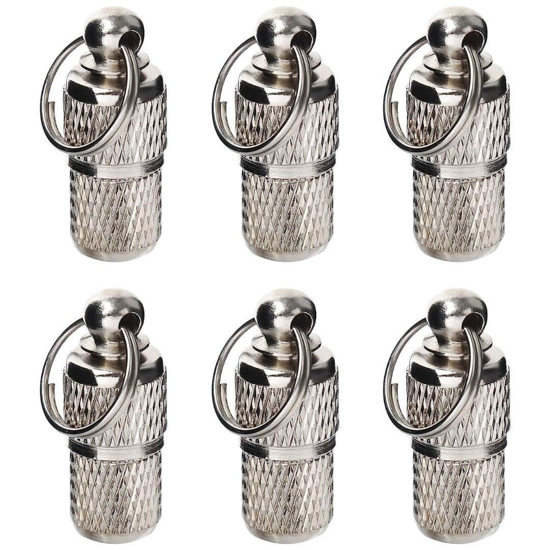 AMATHINGSPack of 6 Address Tags Ribbed in Silver 2.5 cm Length for Dogs / Cats / Puppies with Address Labels / Waterproof / Pill Box
