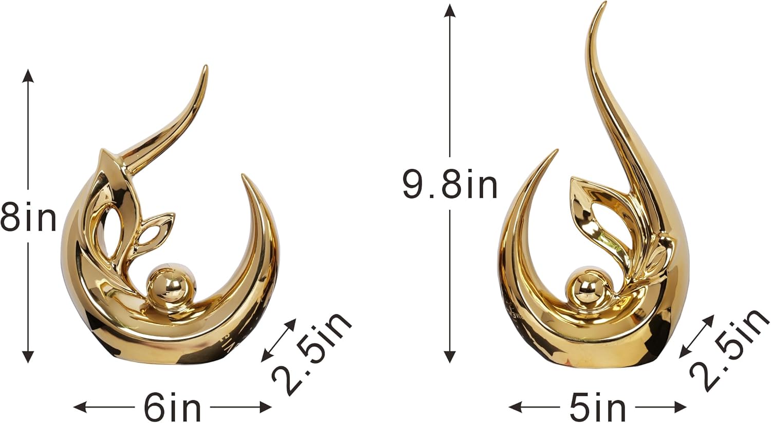 Dlfghos 2 PCS Gold Home Decor Accent Ceramic Statue Abstract Sculptures Centerpieces Mid Century Modern Decor for Tables Coffee Table top Decorations for Living Room Desktop Shelf Dining Room Kitchen