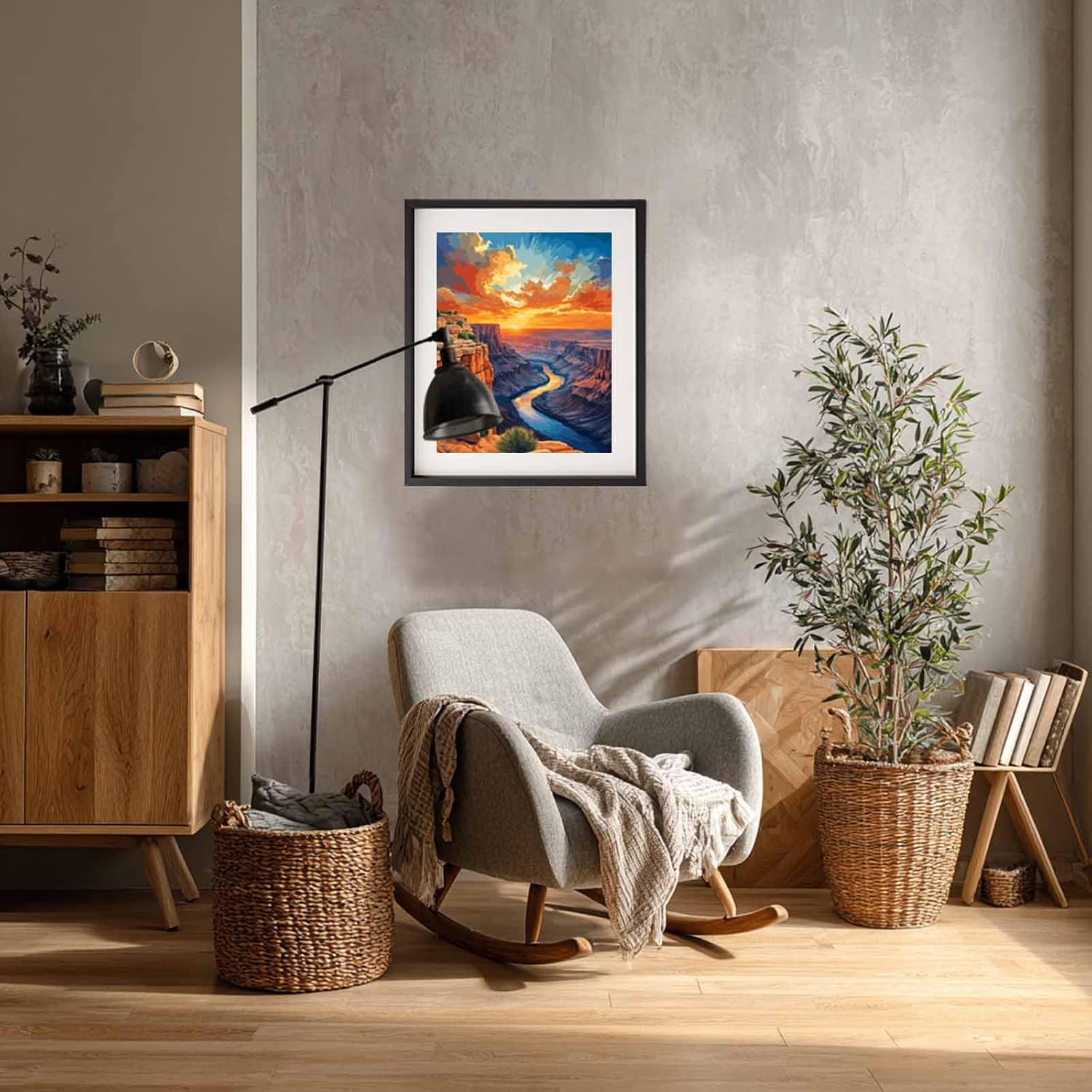 Grand Canyon National Park Paint by Number, Colorado River Paint by Numbers for Adults, Sunset Landscape Acrylic DIY Oil Painting, Grand Canyon Canvas Wall Art, Home Decor(16x20inch, No Frame)
