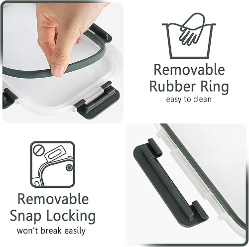 Miniatura 6 de MCIRCO - Juego de 5 recipientes de vidrio de 36 onzas y recipientes de vidrio para almacenamiento de alimentos