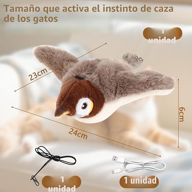 Foto 2 de 7 de Collazoey Juguetes para Gatos, Juguete para Gatos con Alas Que Chirrían