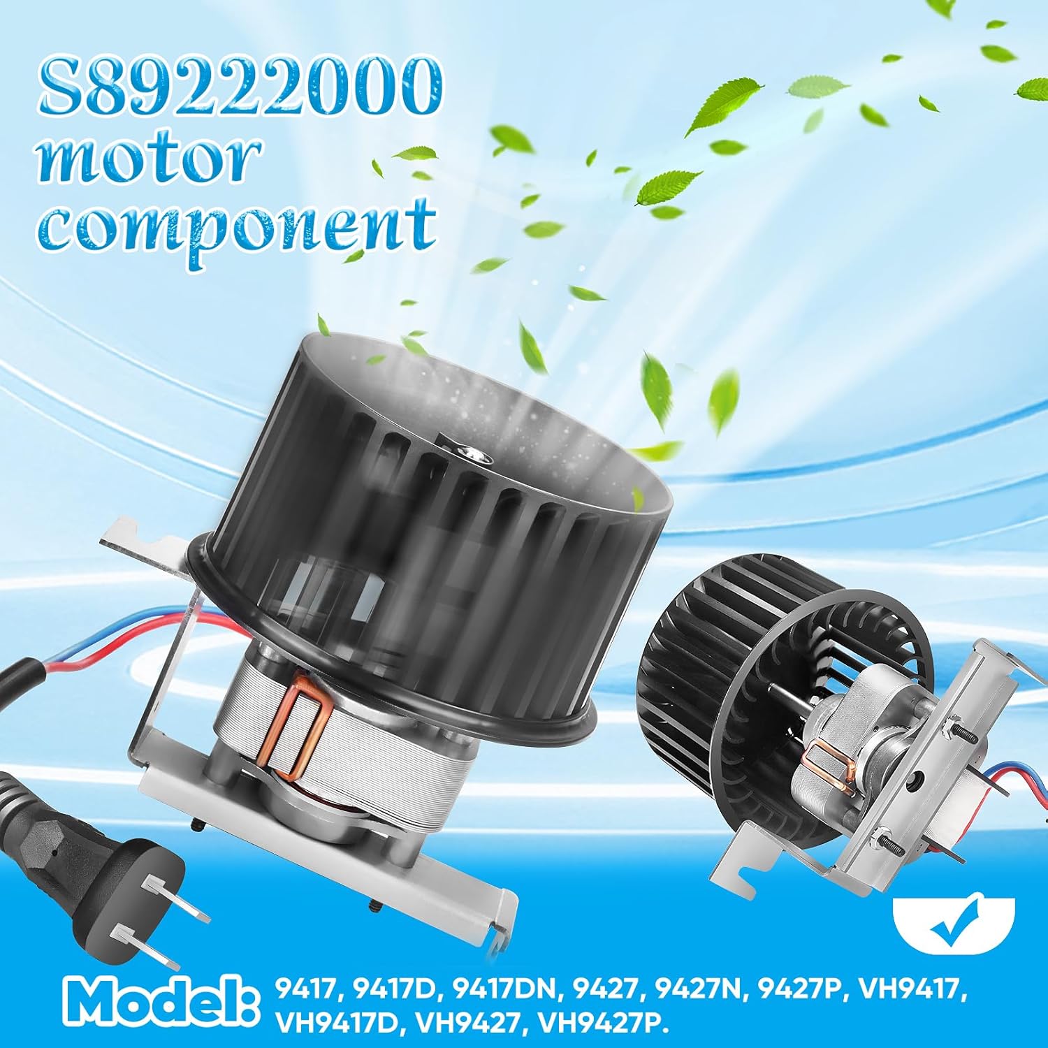 Motor Assembly S89222000 Super Quiet High Airflow Replacement Motor - Cost-Effective Upgrade for Broan/NuTone 9417/9427 Series Bathroom Exhaust Fans & Ventilation Systems, DIY Homeowners